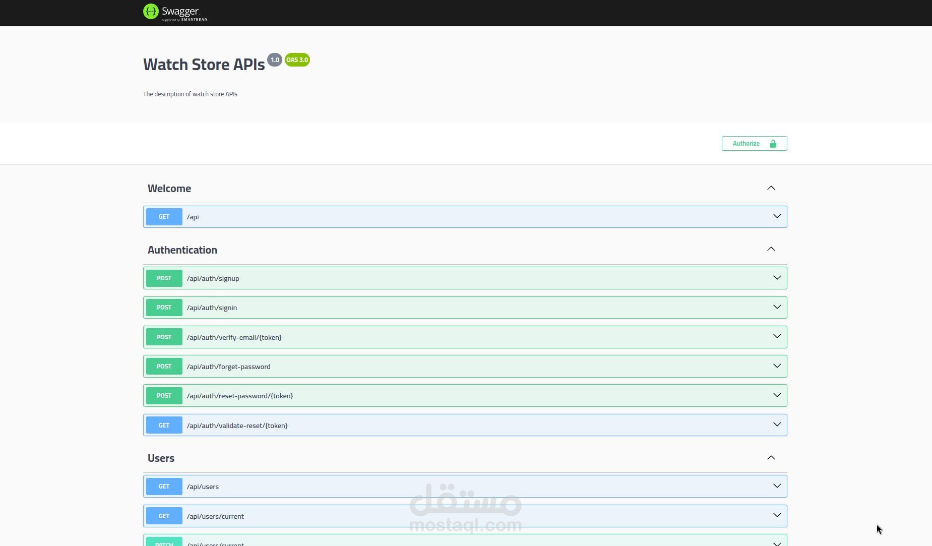 Watch Store Backend API