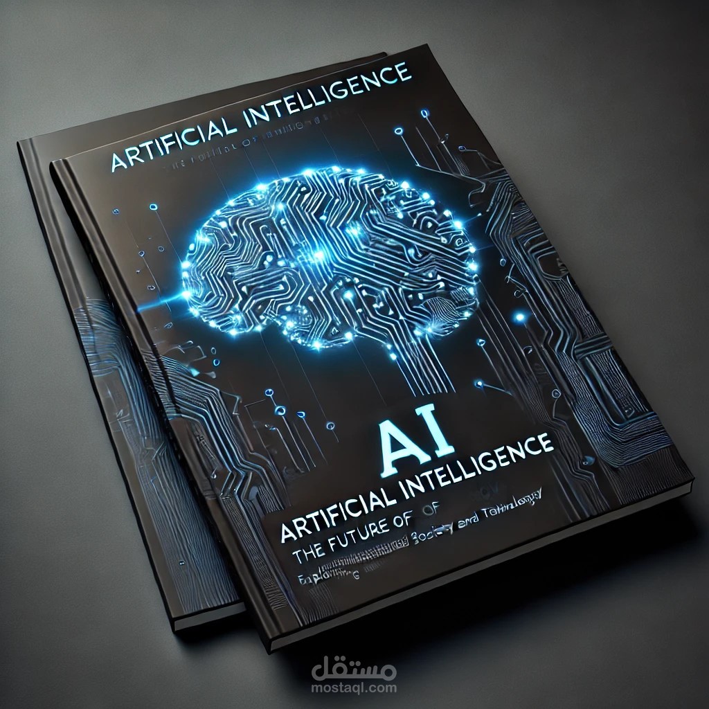 تصميم غلاف كتاب احترافي حول الذكاء الاصطناعي