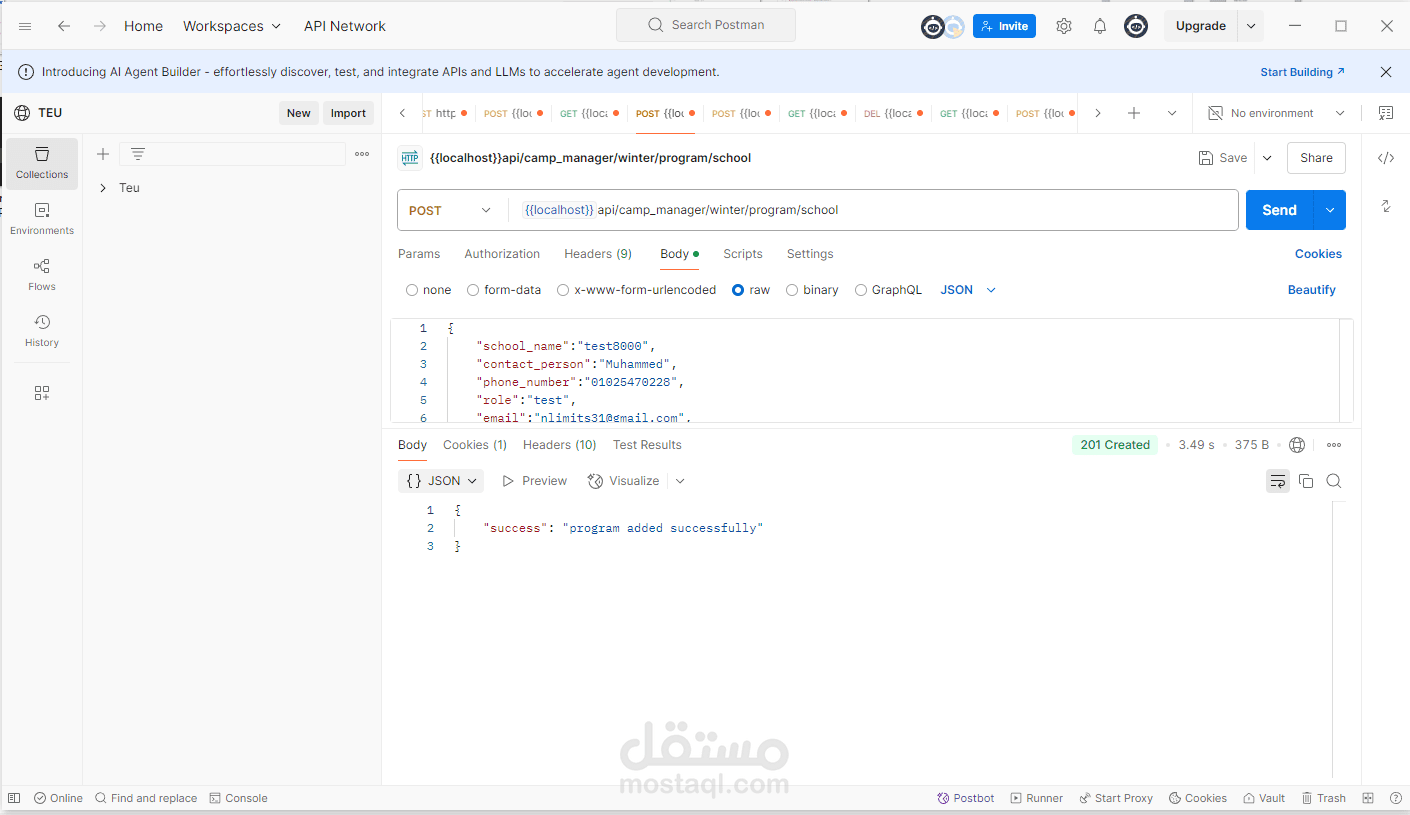 Django Rest API to post a school program into database