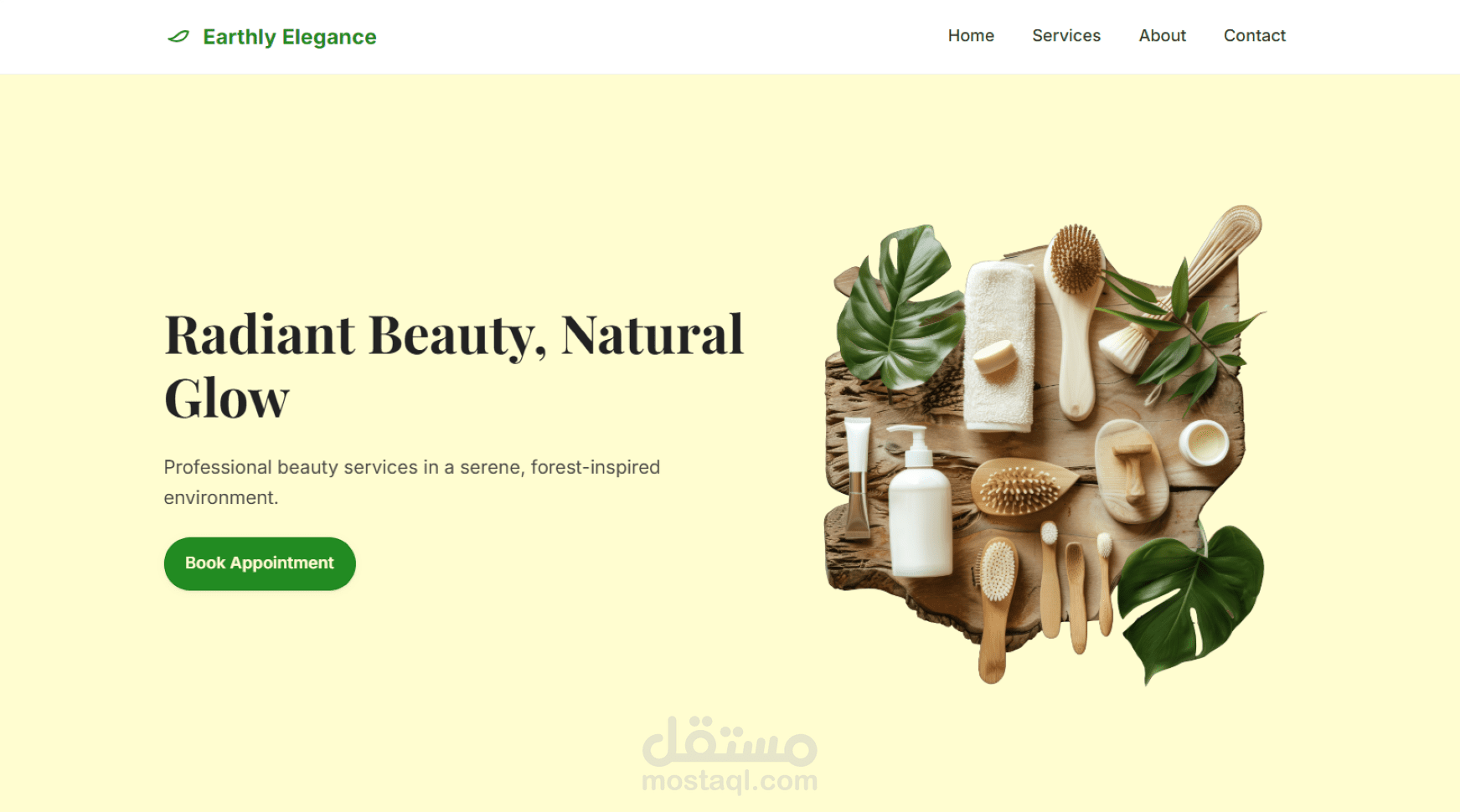 صفحة هبوط Landing Page لصالون تجميل Earthly Elegance