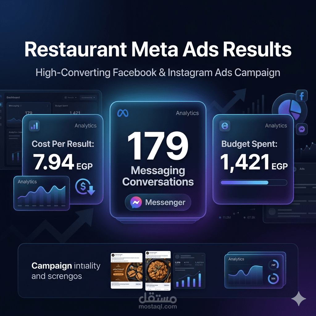 إدارة حملات إعلانية لمطعم وتحقيق مئات الطلبات عبر Meta Ads