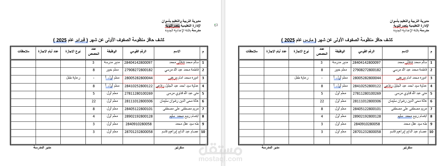 جدول بيانات