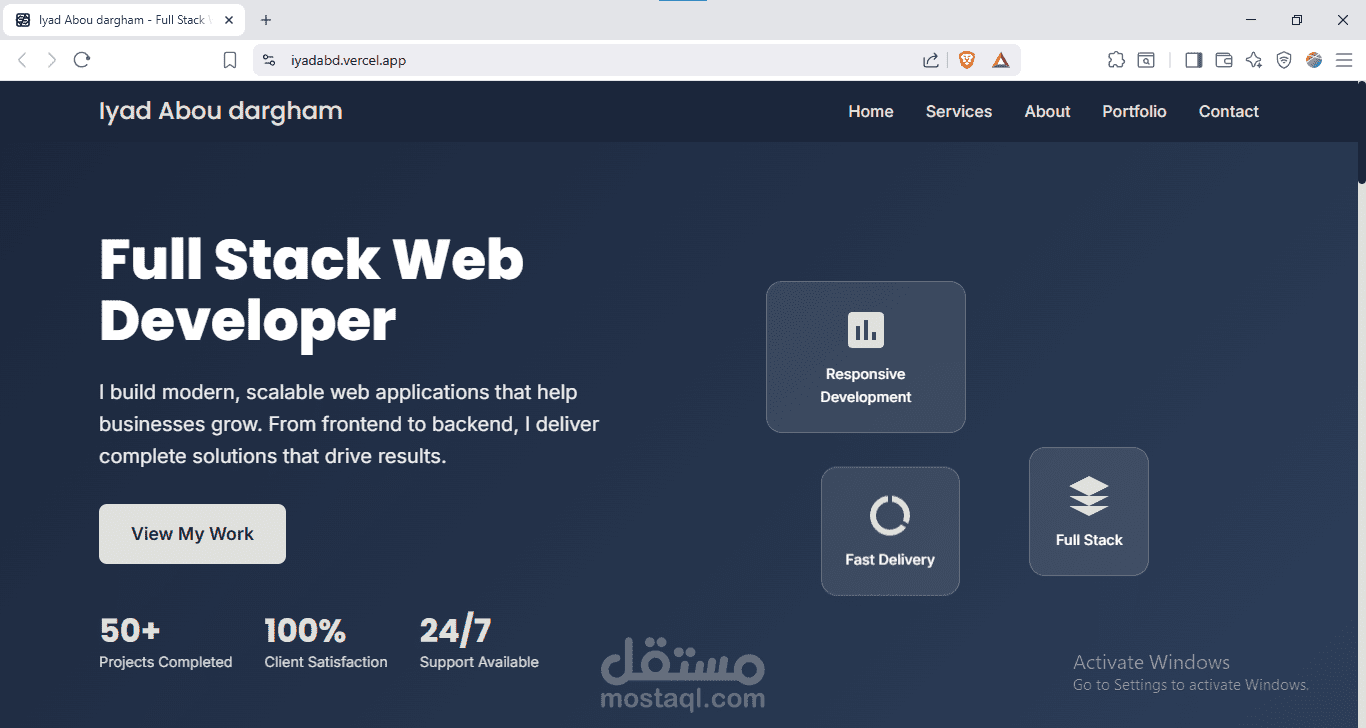 web developer landing page