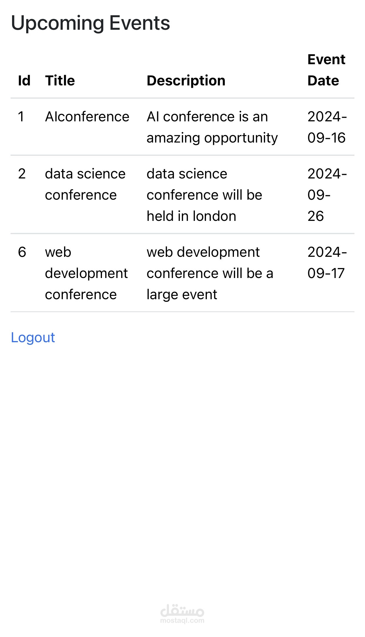 Events Management System