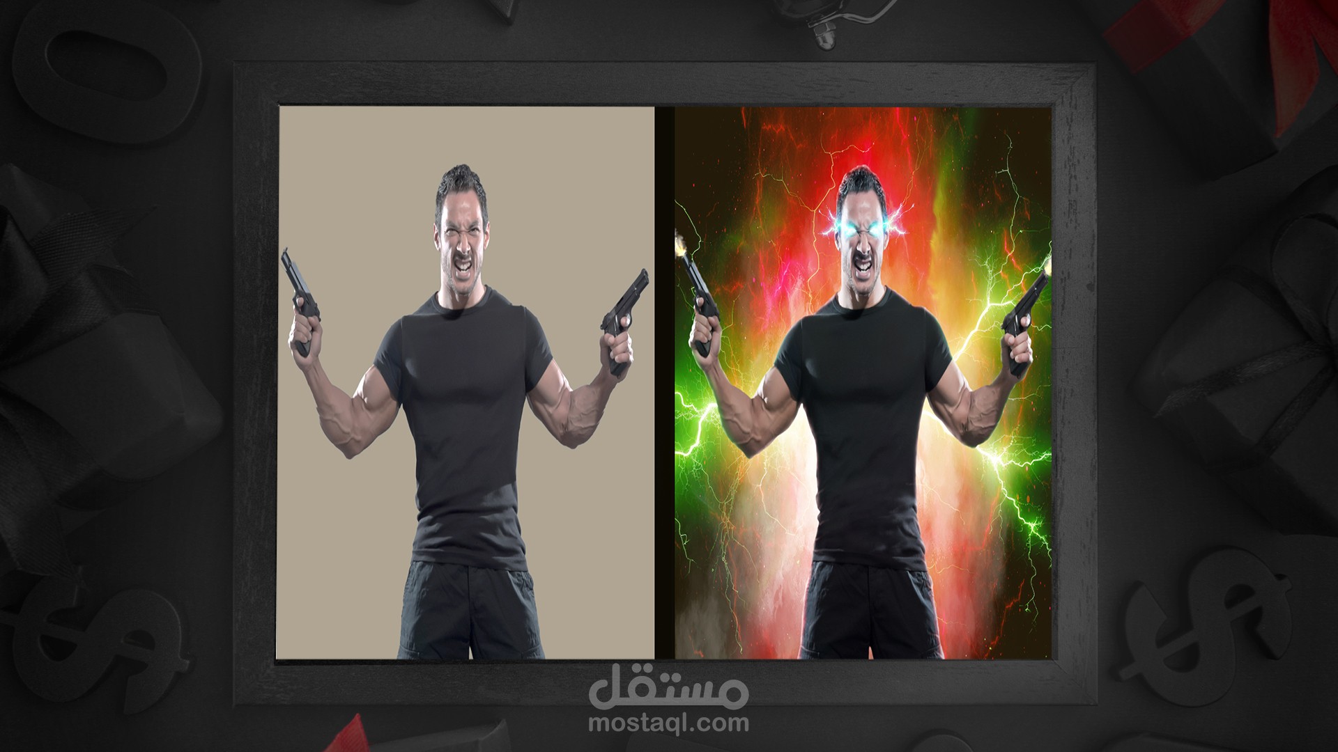 دمج الصور وتعديل الألوان