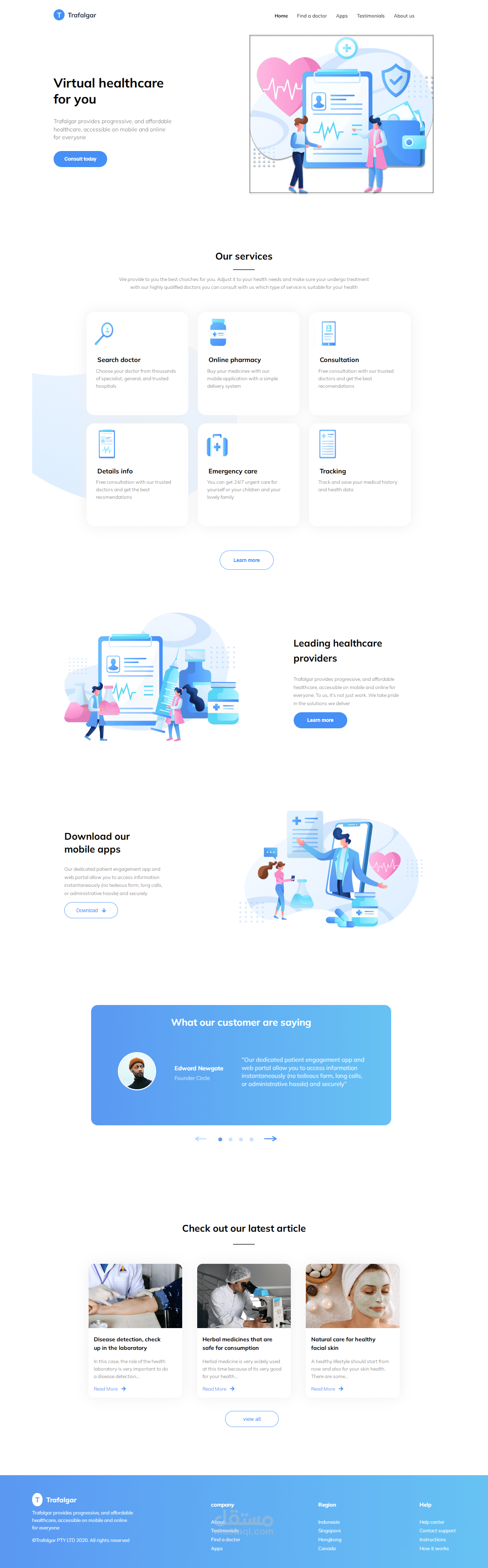 Trafalgar Landing Page