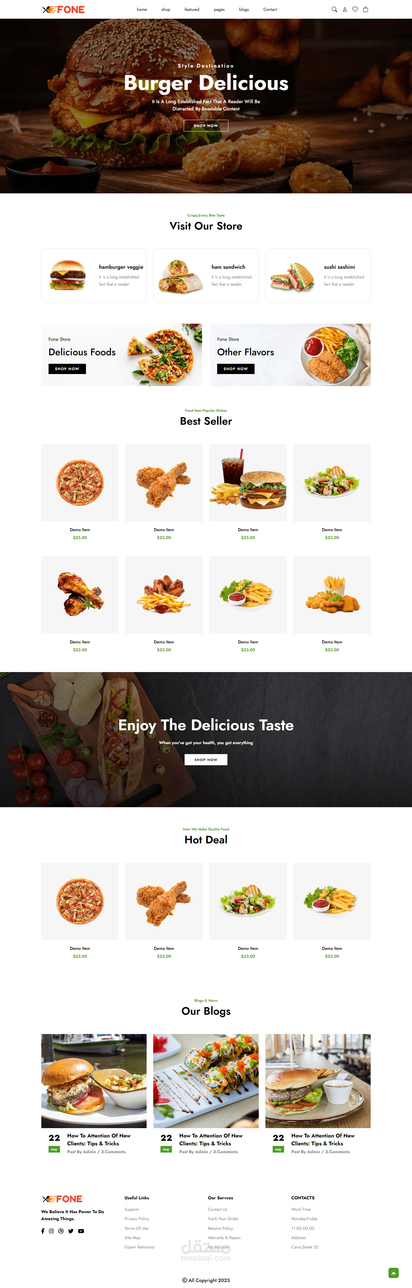 موقع الكتروني لمطعم