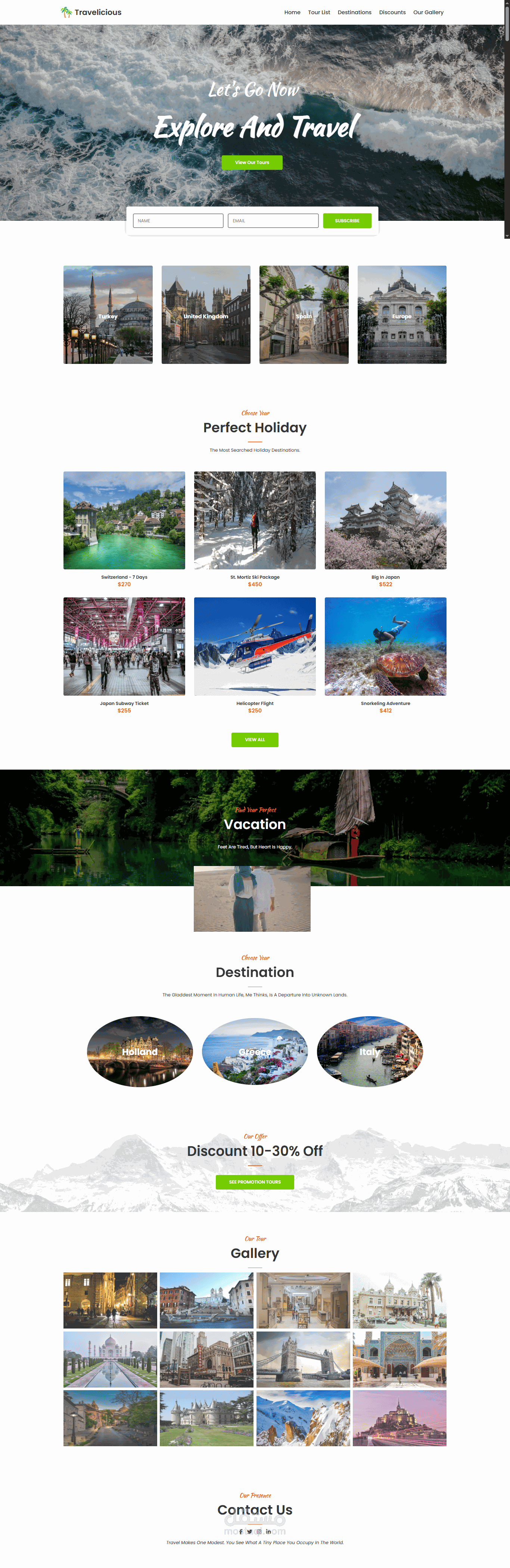 Travelicious Landing Page