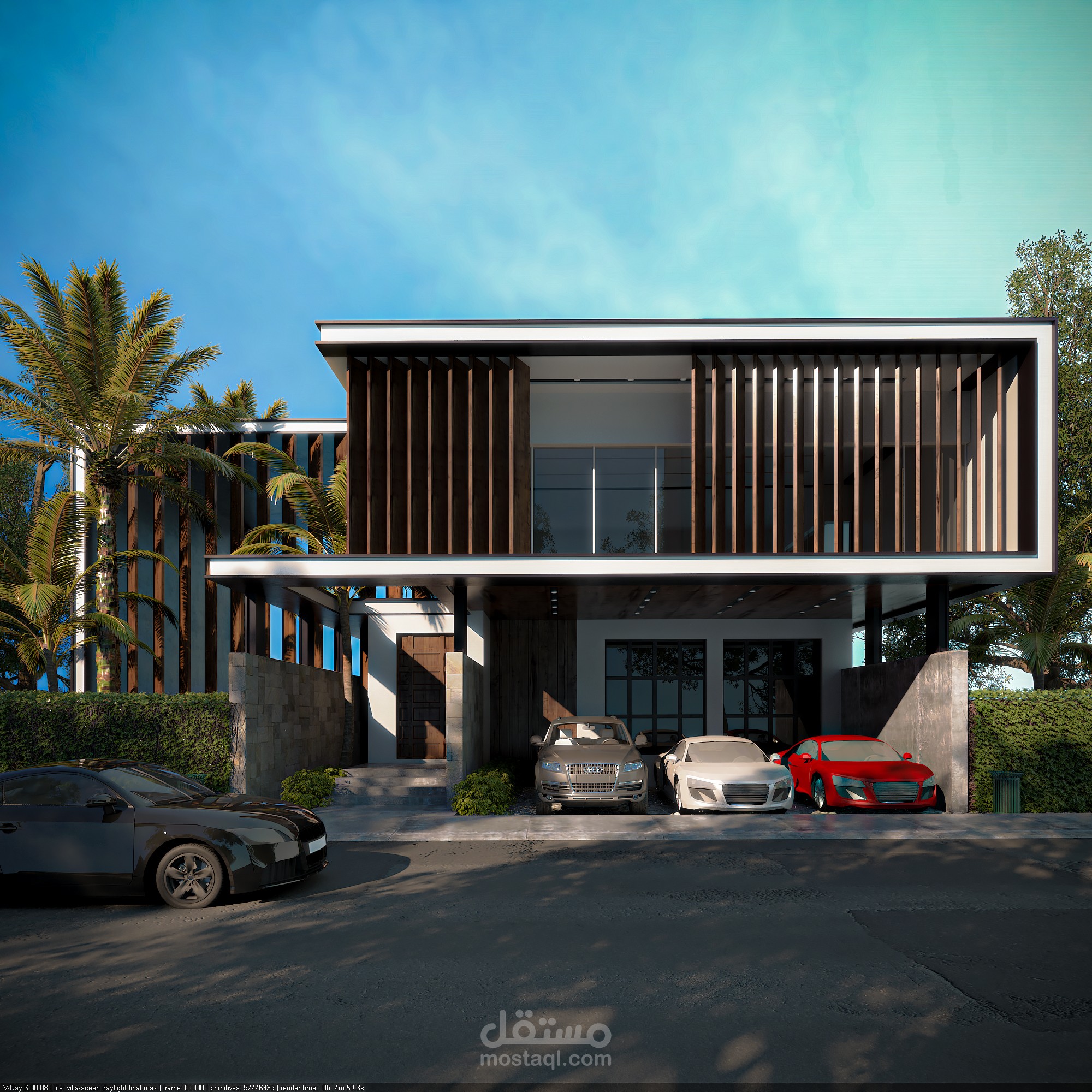 Exterior workshop 3Ds max & vray (Modern) - villa