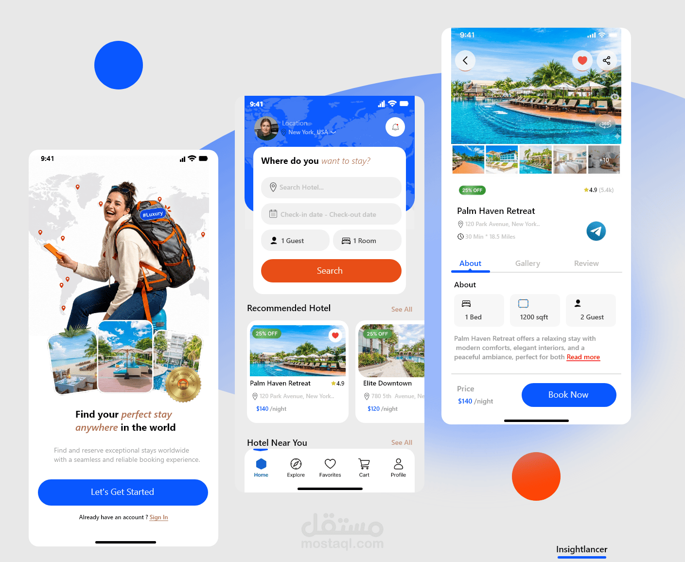 تطبيق موبايل لحجز الفنادق والإقامات السياحية والسفر (Hotel Booking & Travel App)