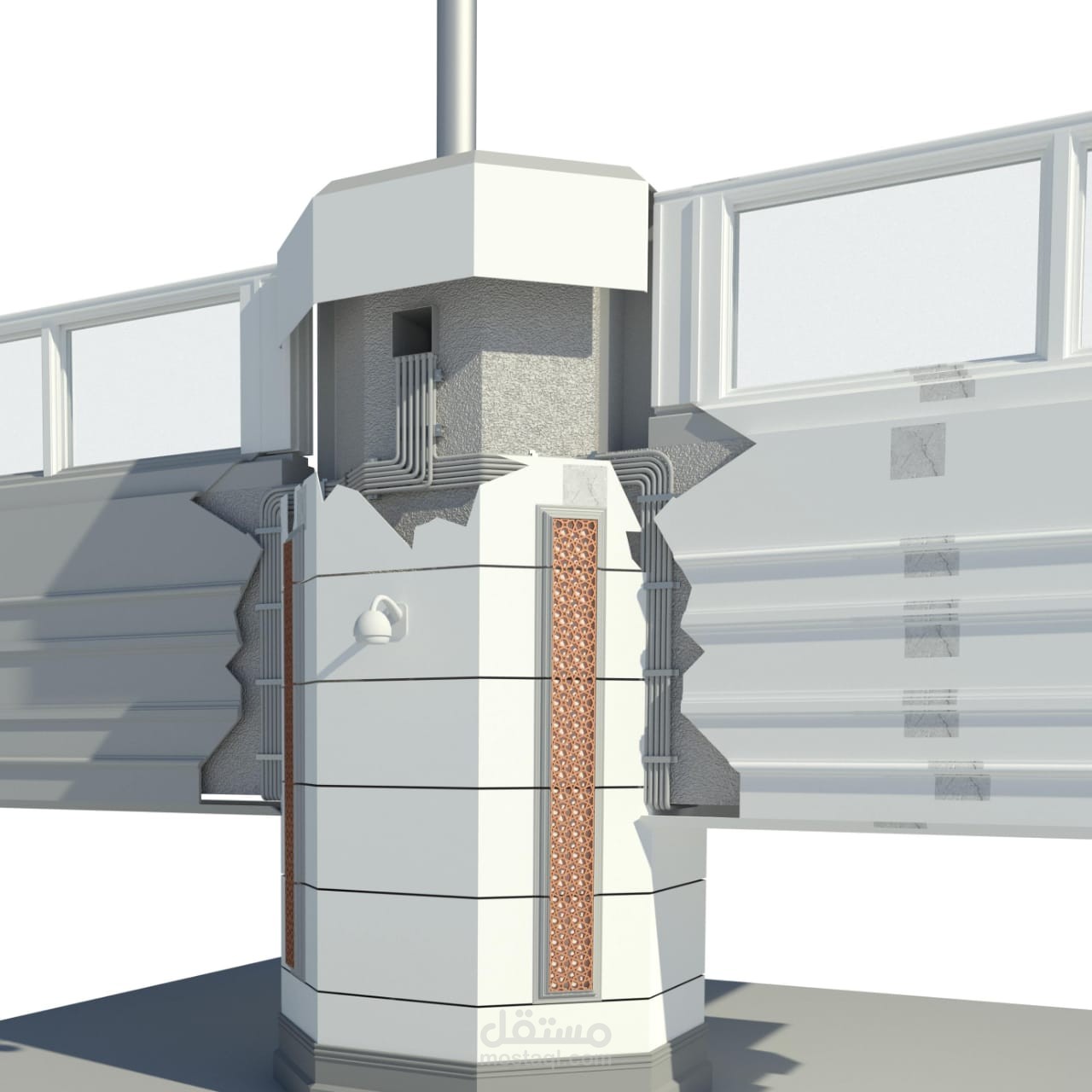 تفصيلة للأعمال الكهرباء داخل عمود خرسانة