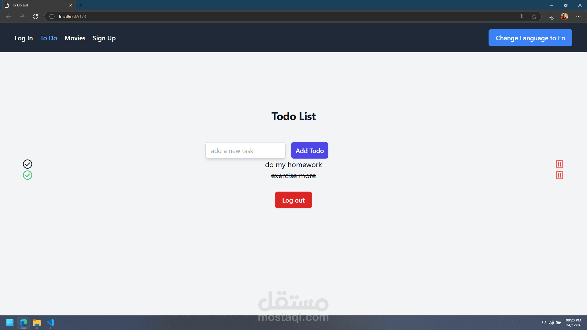 mixed todo list and movies website