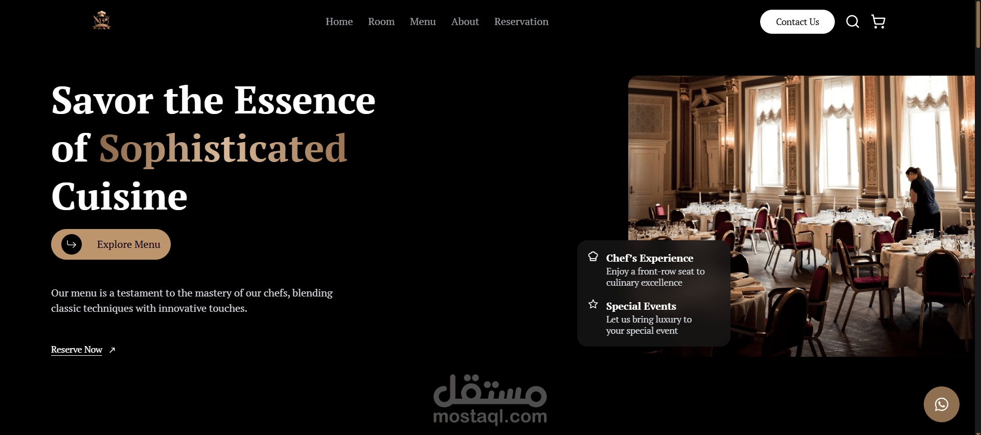 تصميم وتطوير موقع مطعم فخم وعصري باستخدام React وTailwind