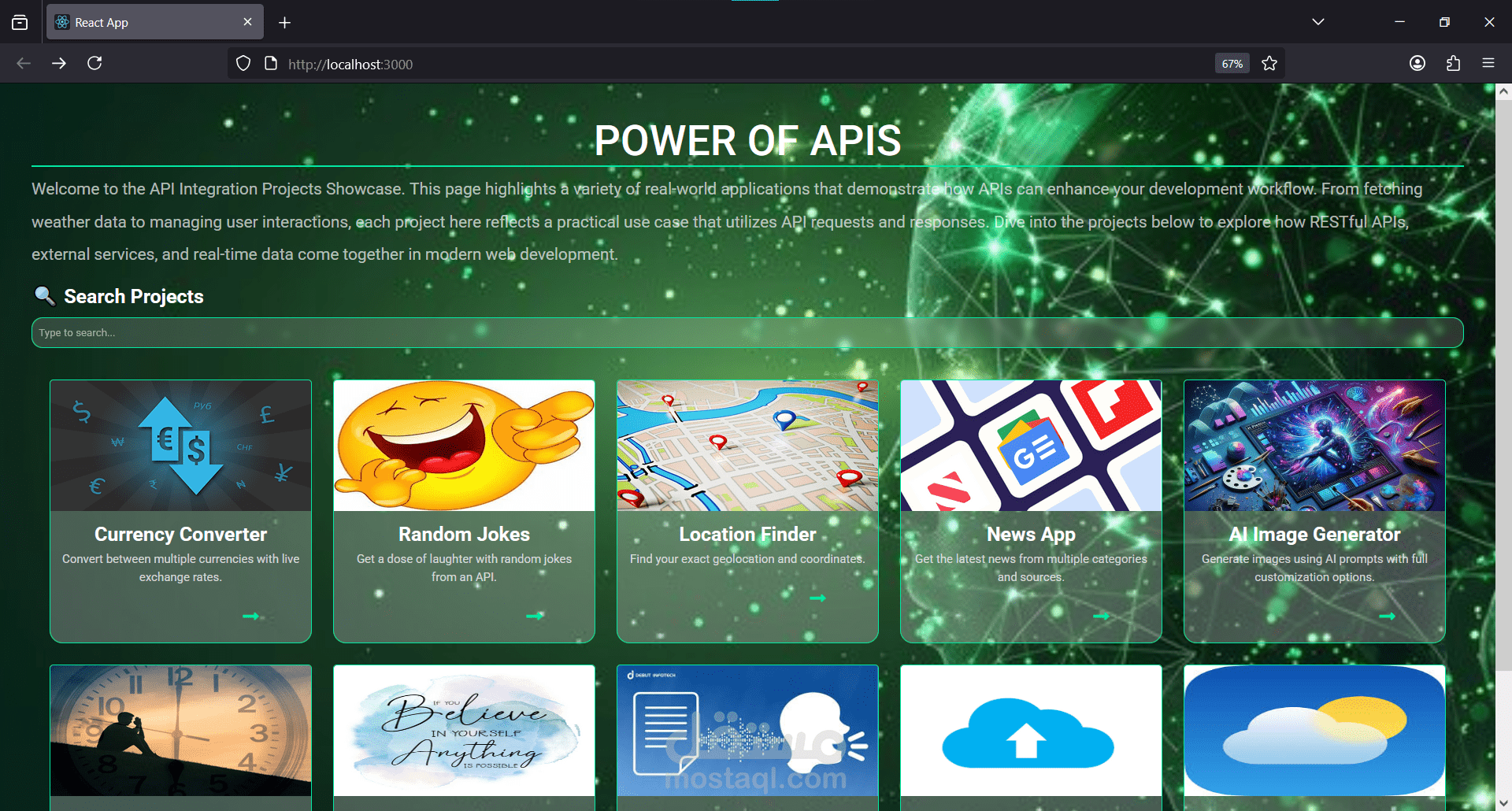 برمجة تطبيقات ويب متكاملة باستخدام React ودمج APIs احترافية