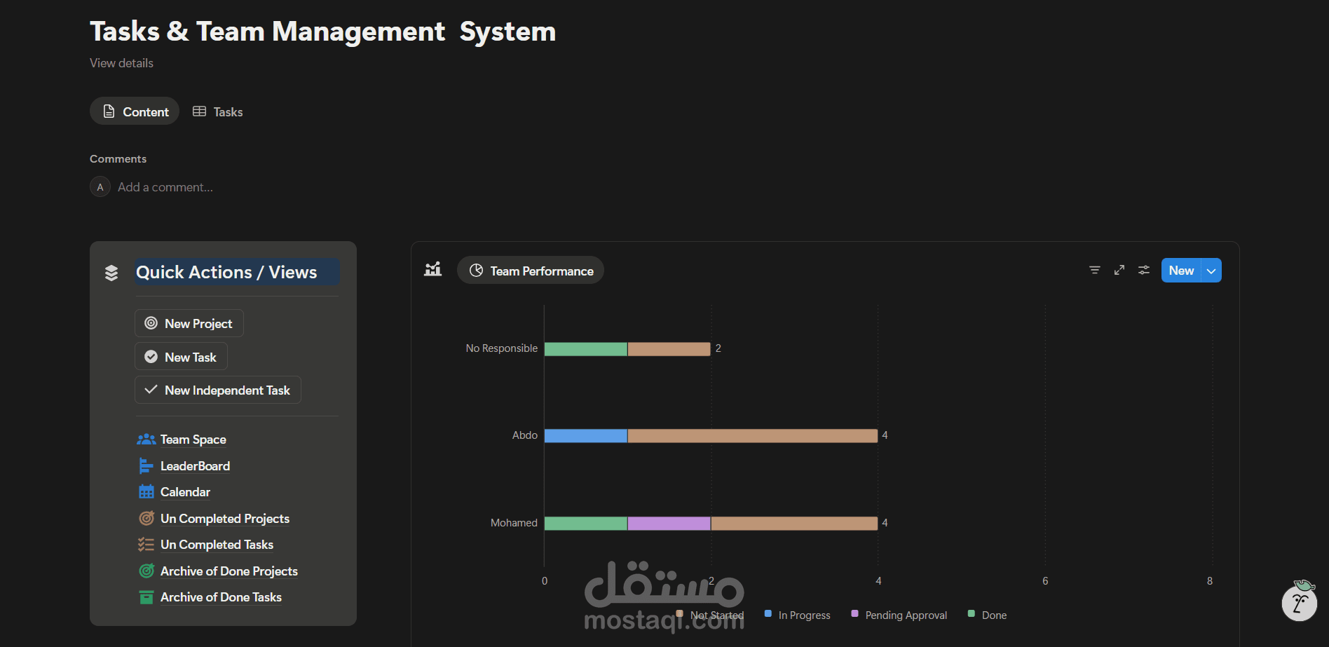 نظام إدارة وتنفيذ المشاريع لفريق هندسي (Technical Project Management System)