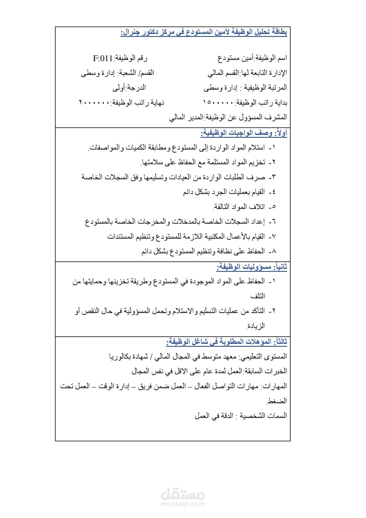 التوصيف الوظيفي