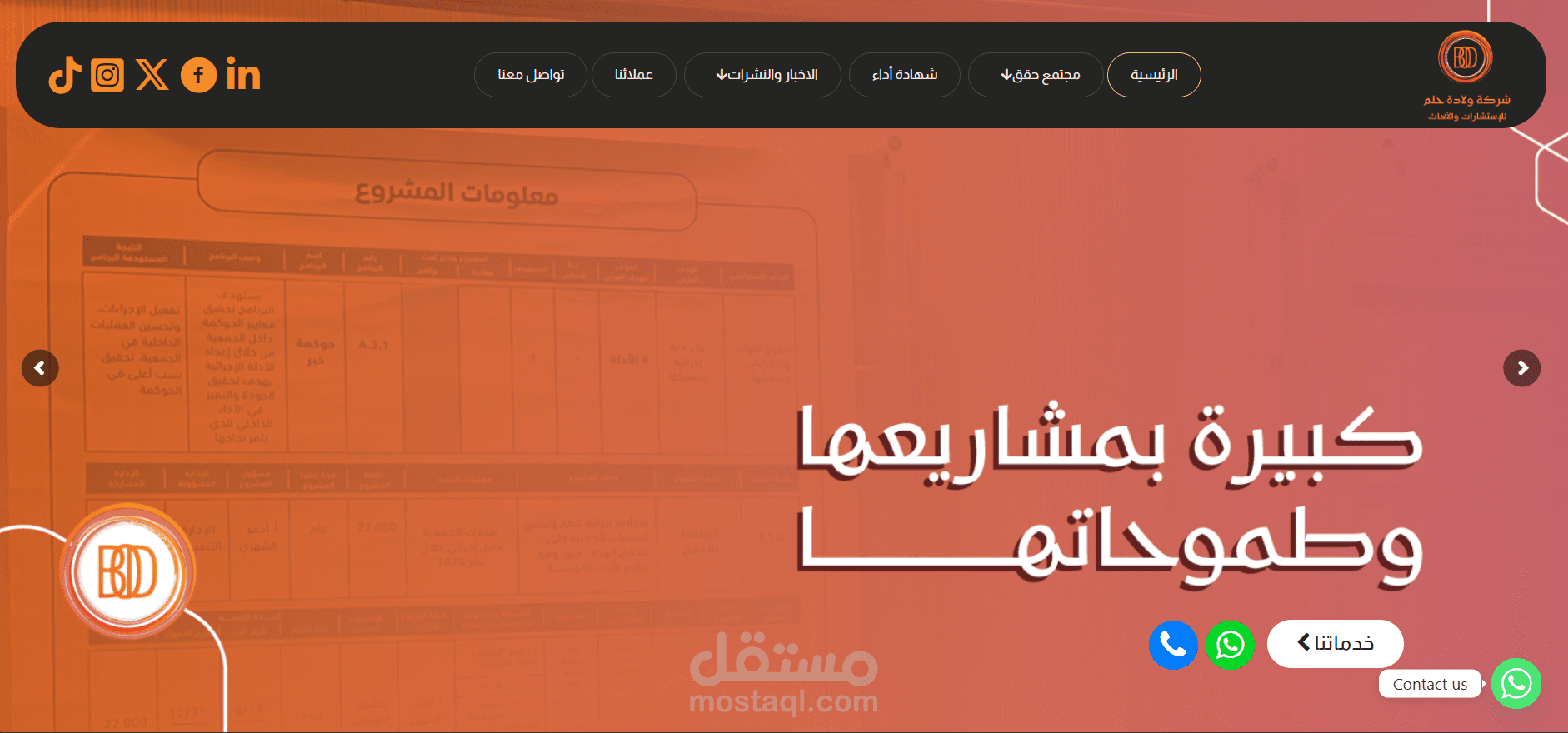تصميم موقع لشركه "ولادة حلم" تطوير أعمال بالسعوديه