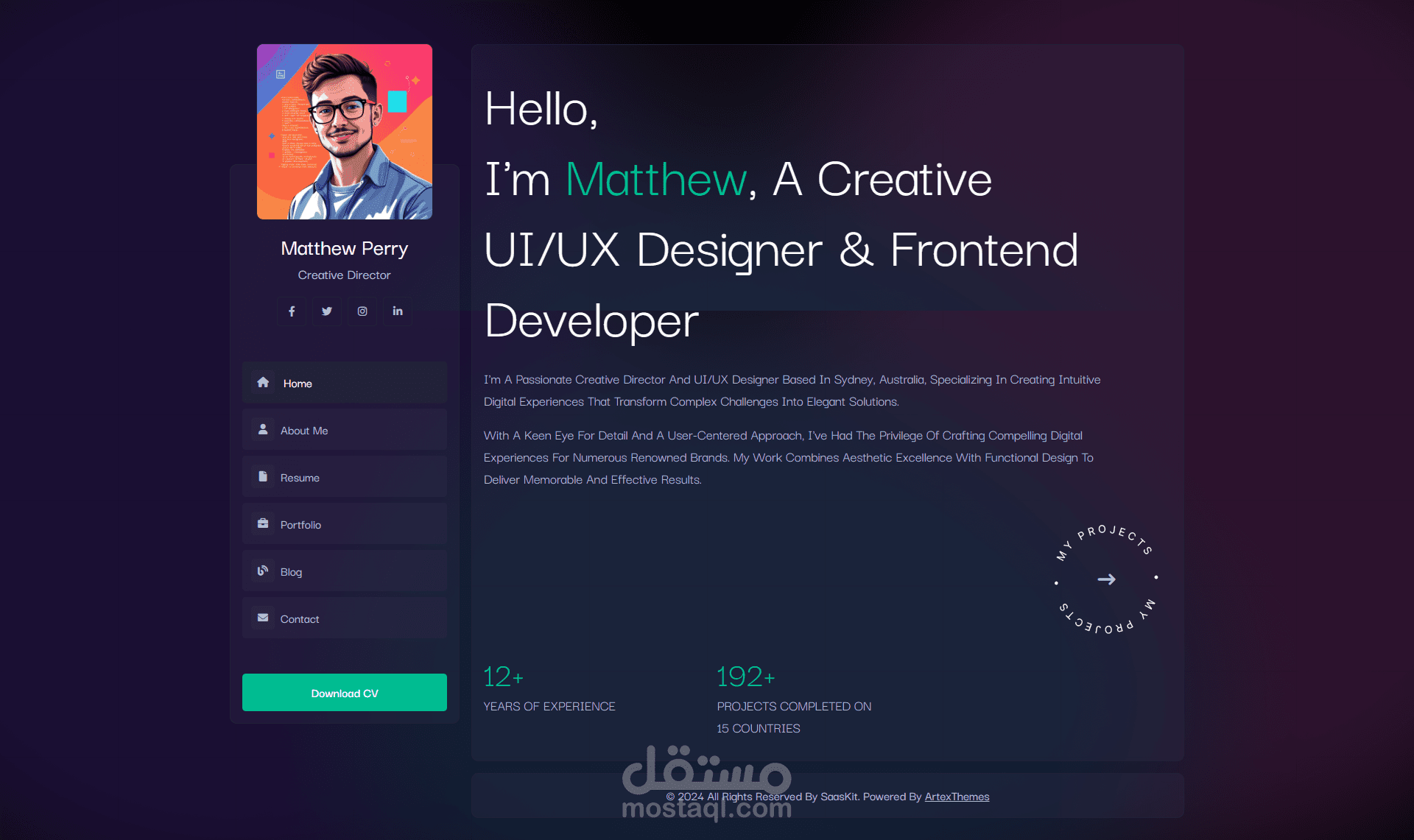 تصميم وتطوير قالب HTML شخصي "SaasKit - Personal Portfolio"