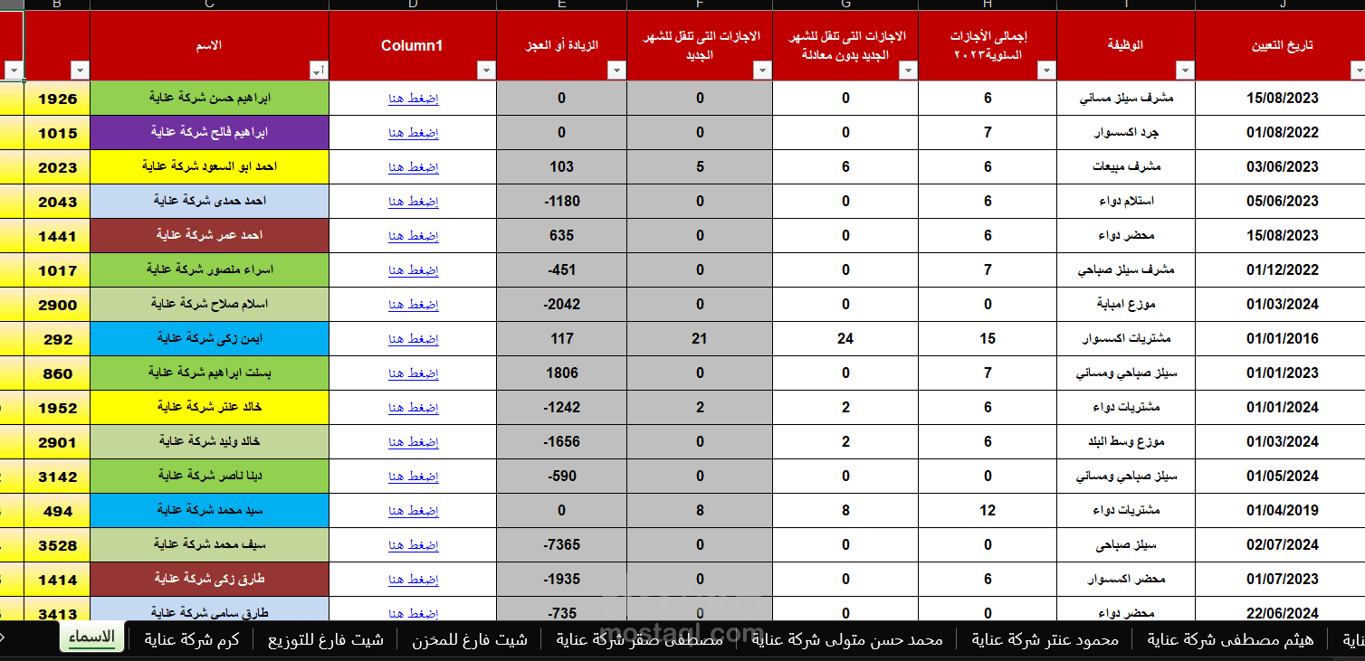 برنامج حضور وانصراف العاملين والاجازات والغيابات