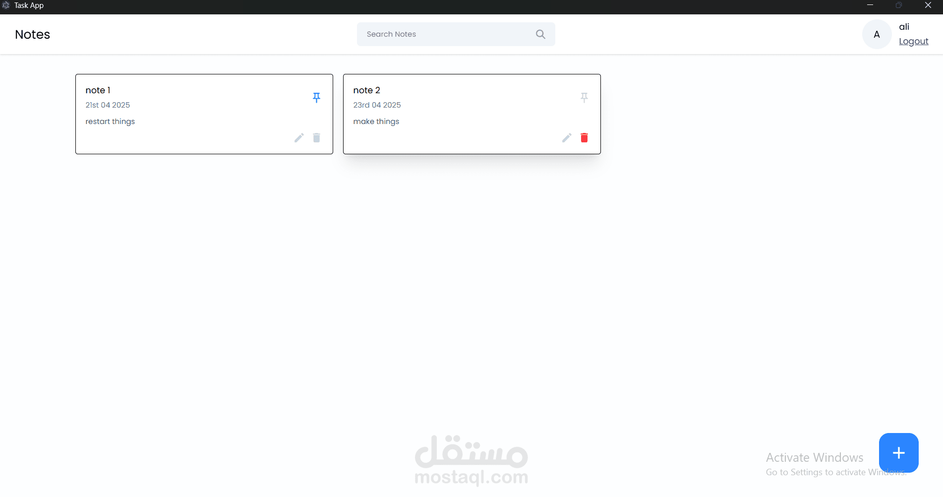 برمجة وتصميم موقع ملاحظات احترافي مع حسابات سحابية + حماية JWT + نسخة سطح مكتب