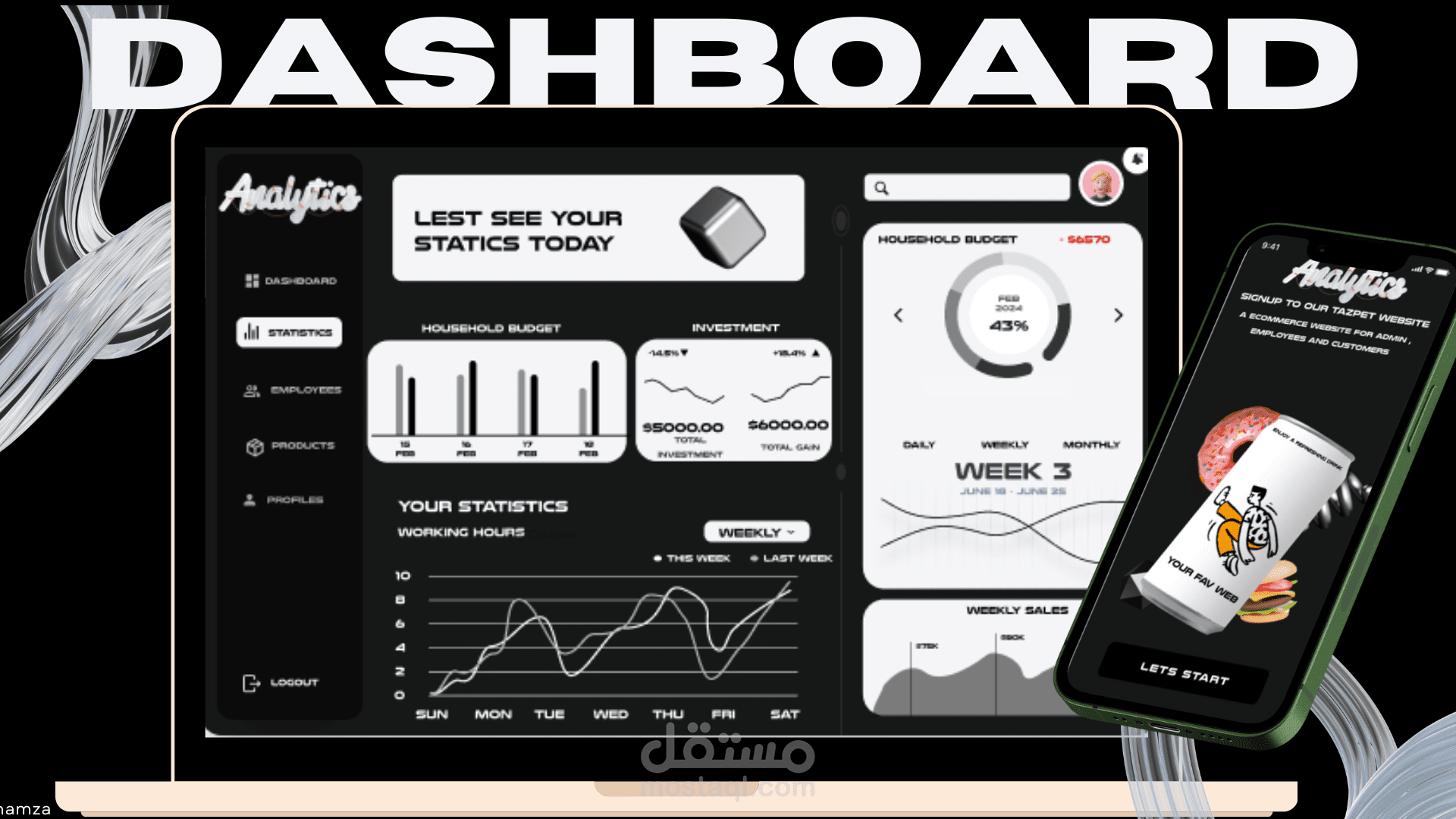 تصميم Dashboard احترافي وعصري (UI/UX)