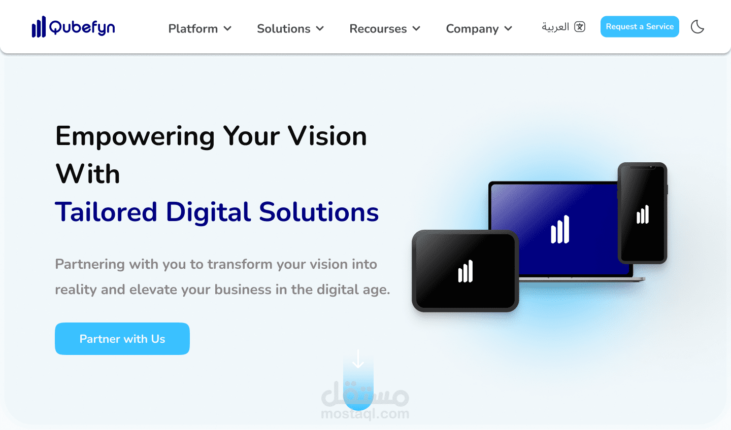 Qube Solutions Landing Page UI/UX