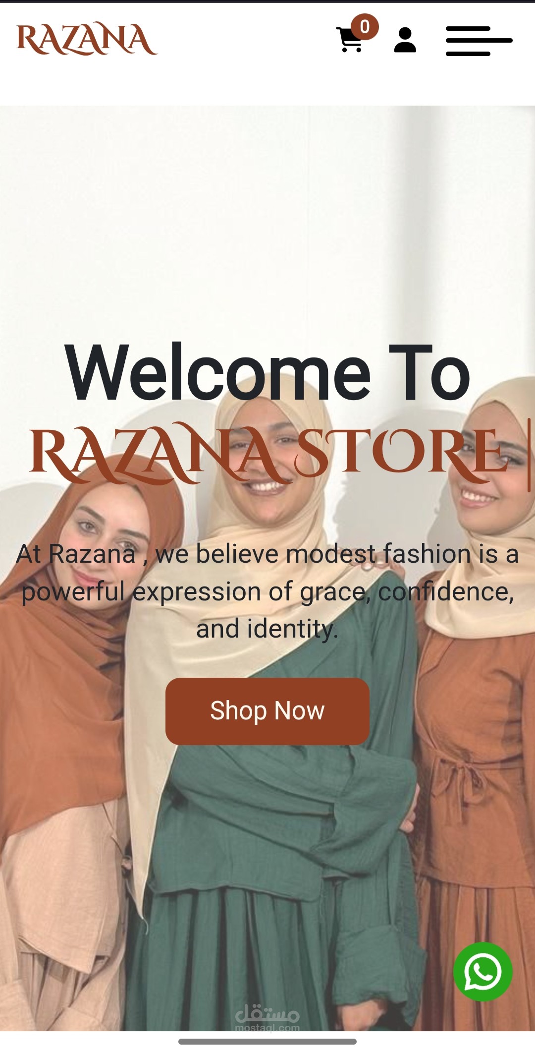 Razana website : متجر الكتروني مختص بملابس المحجبات