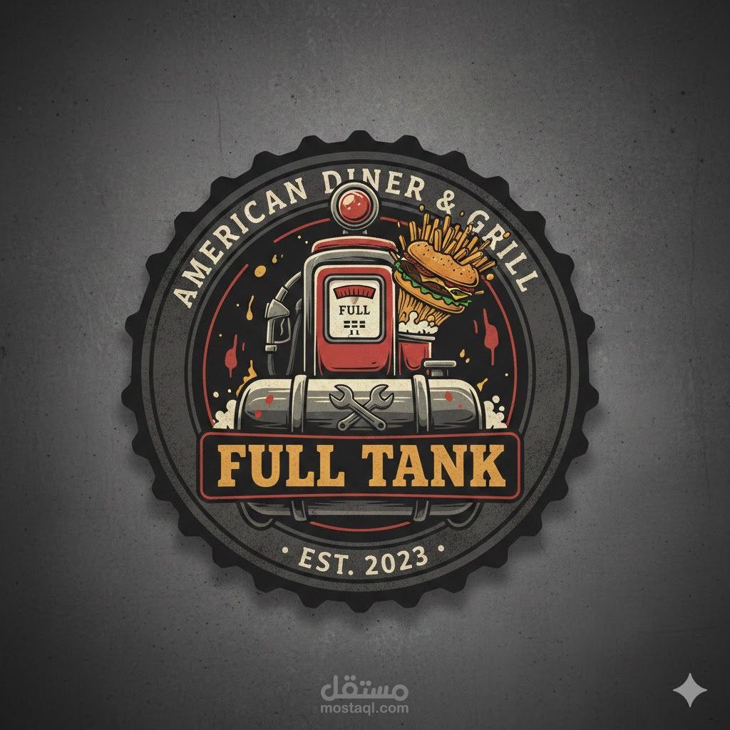 شعار مميز لمطعم FULL TANK ومنيو