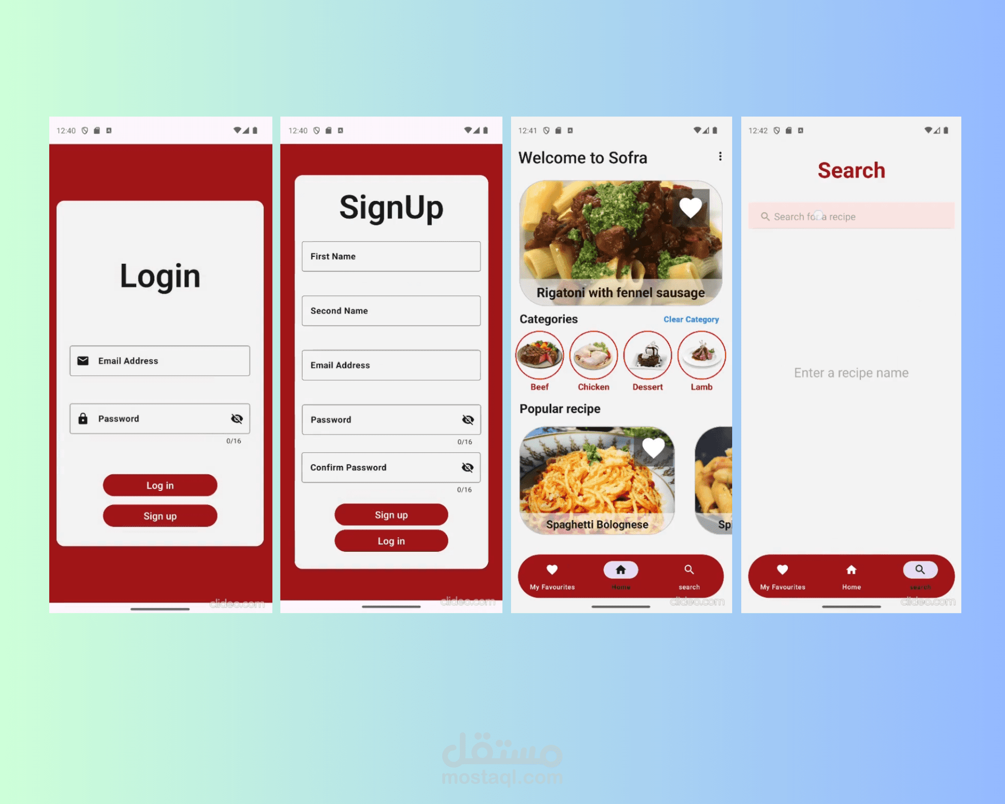 برنامج وصفات طعام (Sofra) يعمل علي نظام اندرويد