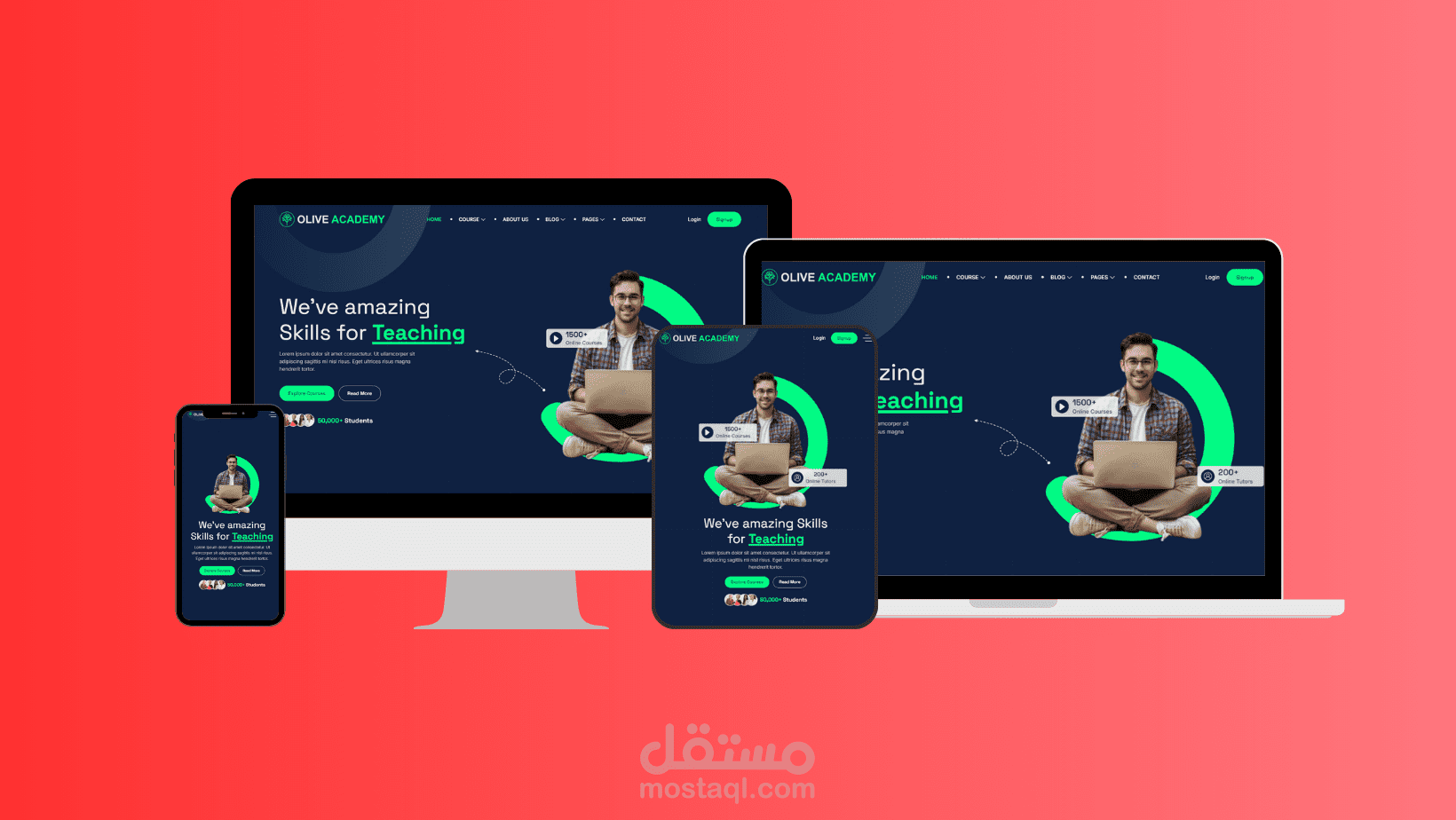 تصميم وتطوير موقع Olive Academy