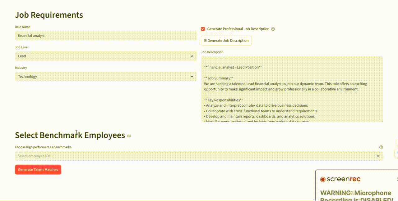 ابلكيشن تطابق الموهبة