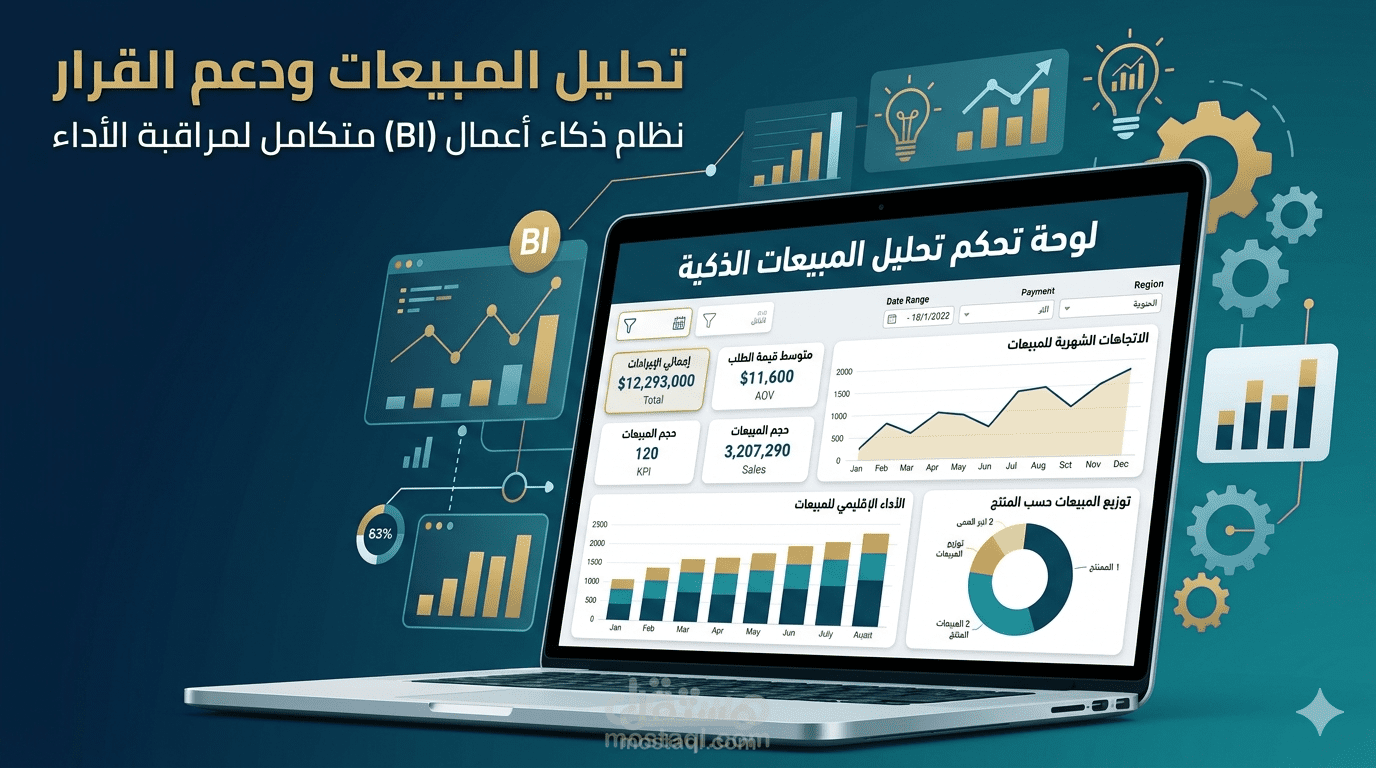 لوحة تحكم تفاعلية (Dashboard) لتحليل المبيعات واستخراج مؤشرات الأداء