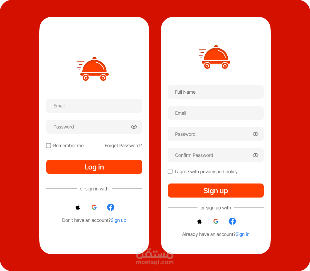 Food Delivery App Register Screen
