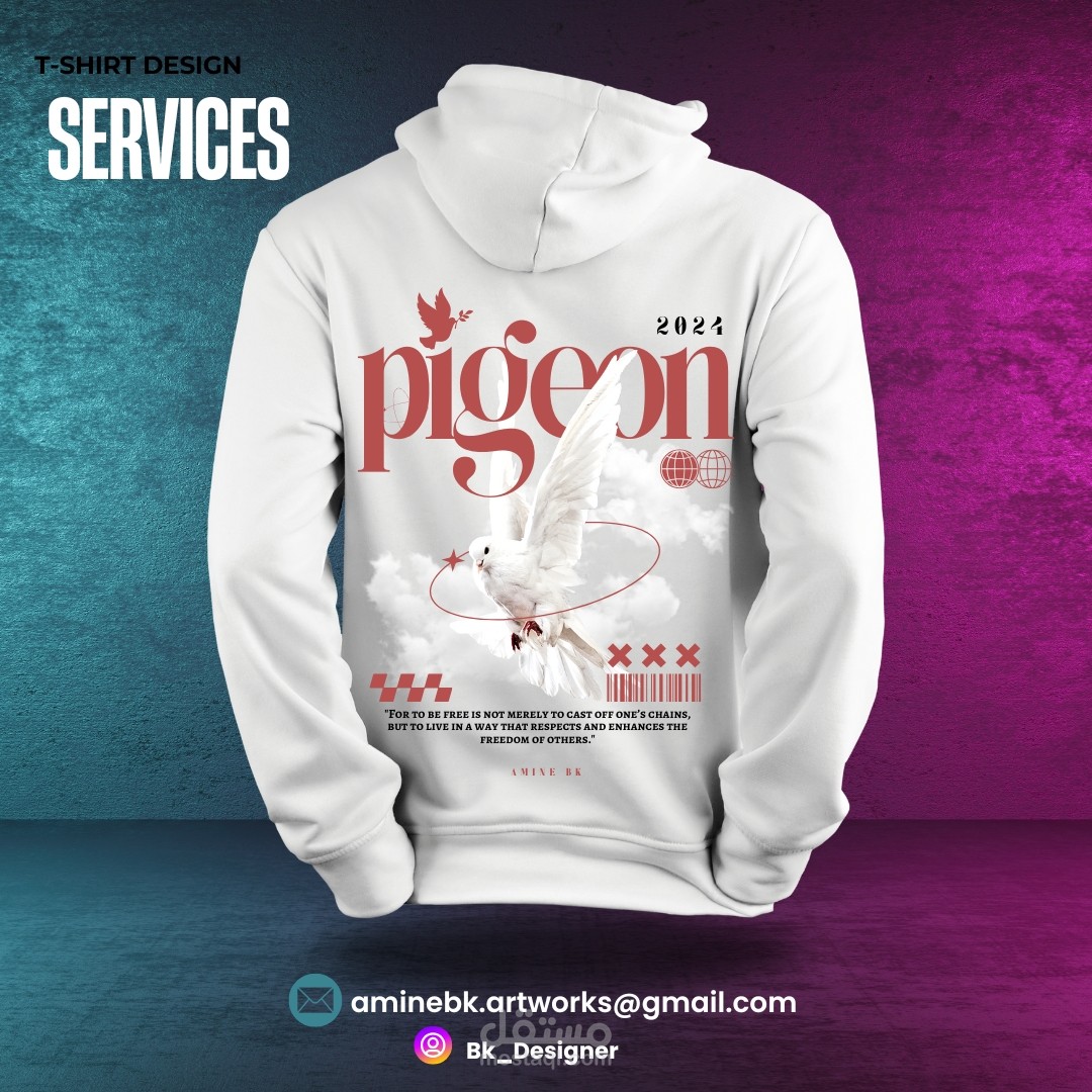 ?️ This 'Pigeon' hoodie design symbolizes freedom and the power