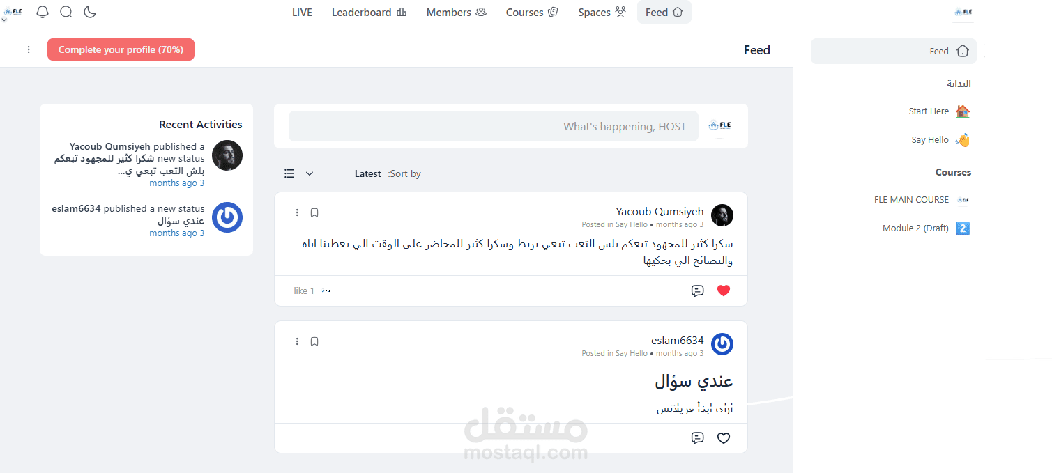 عمل منصة اكاديمية متكاملة على الWORDPRESS مع الدمج بchating api