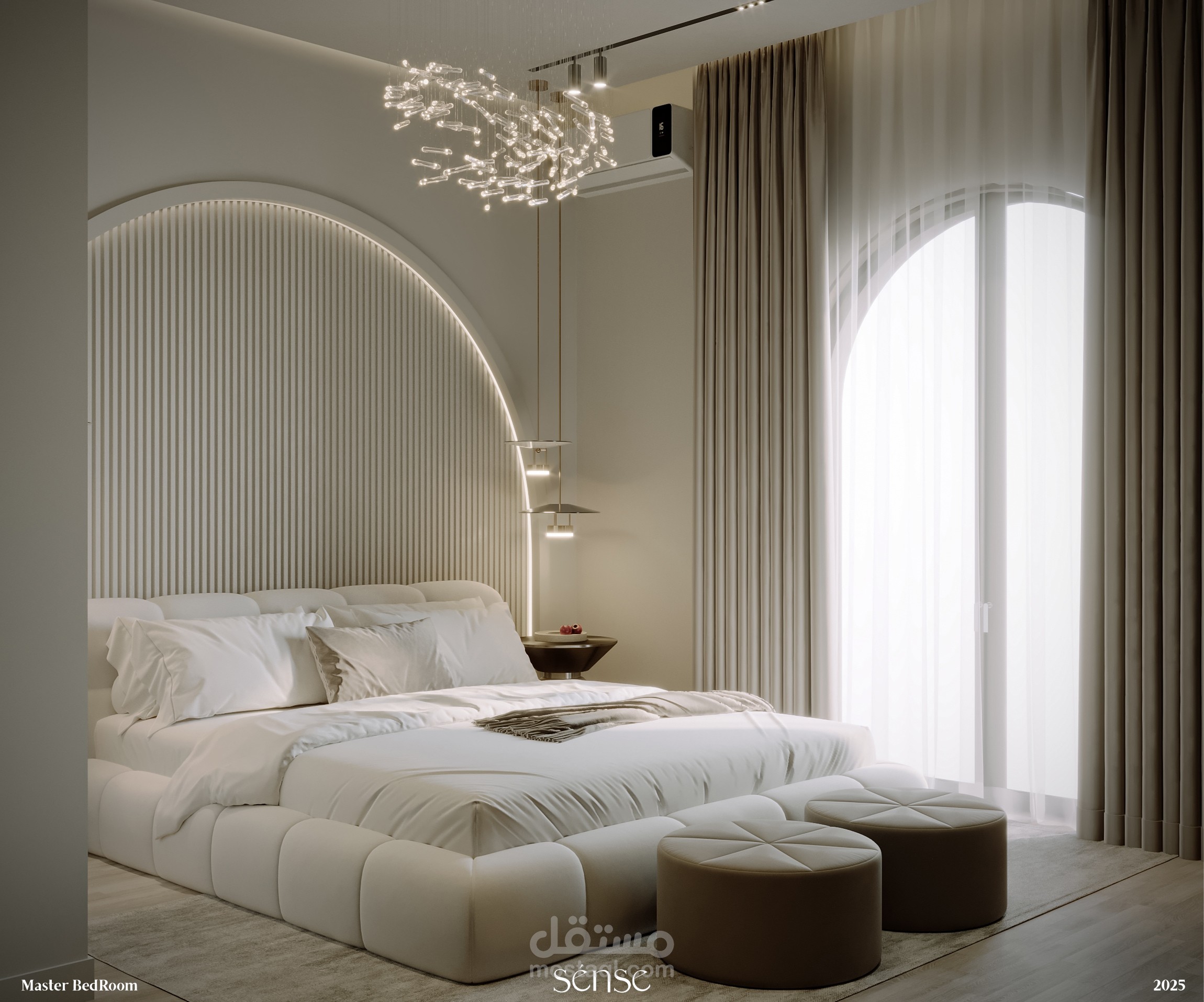 تصميم غرفة نوم رئيسية فاخرة بأسلوب Minimal Modern