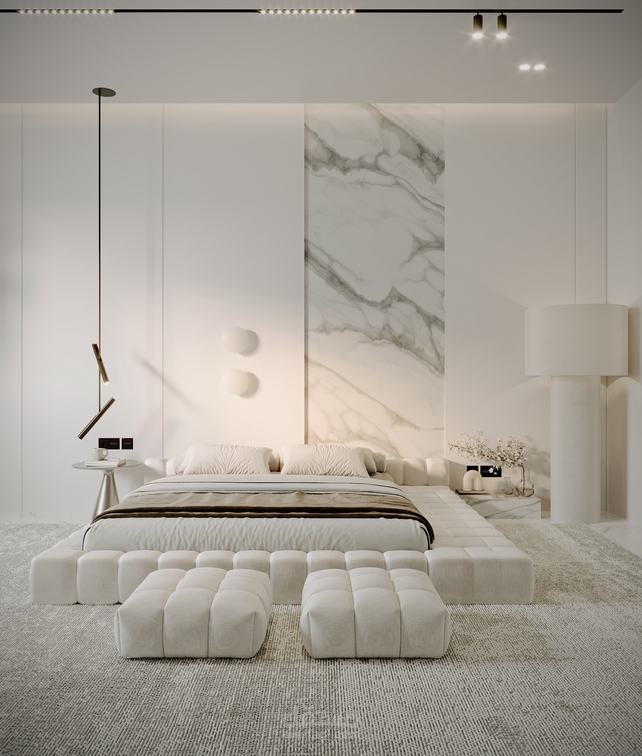 تصميم غرفة نوم رئيسية فاخرة بأسلوب Minimal Luxury