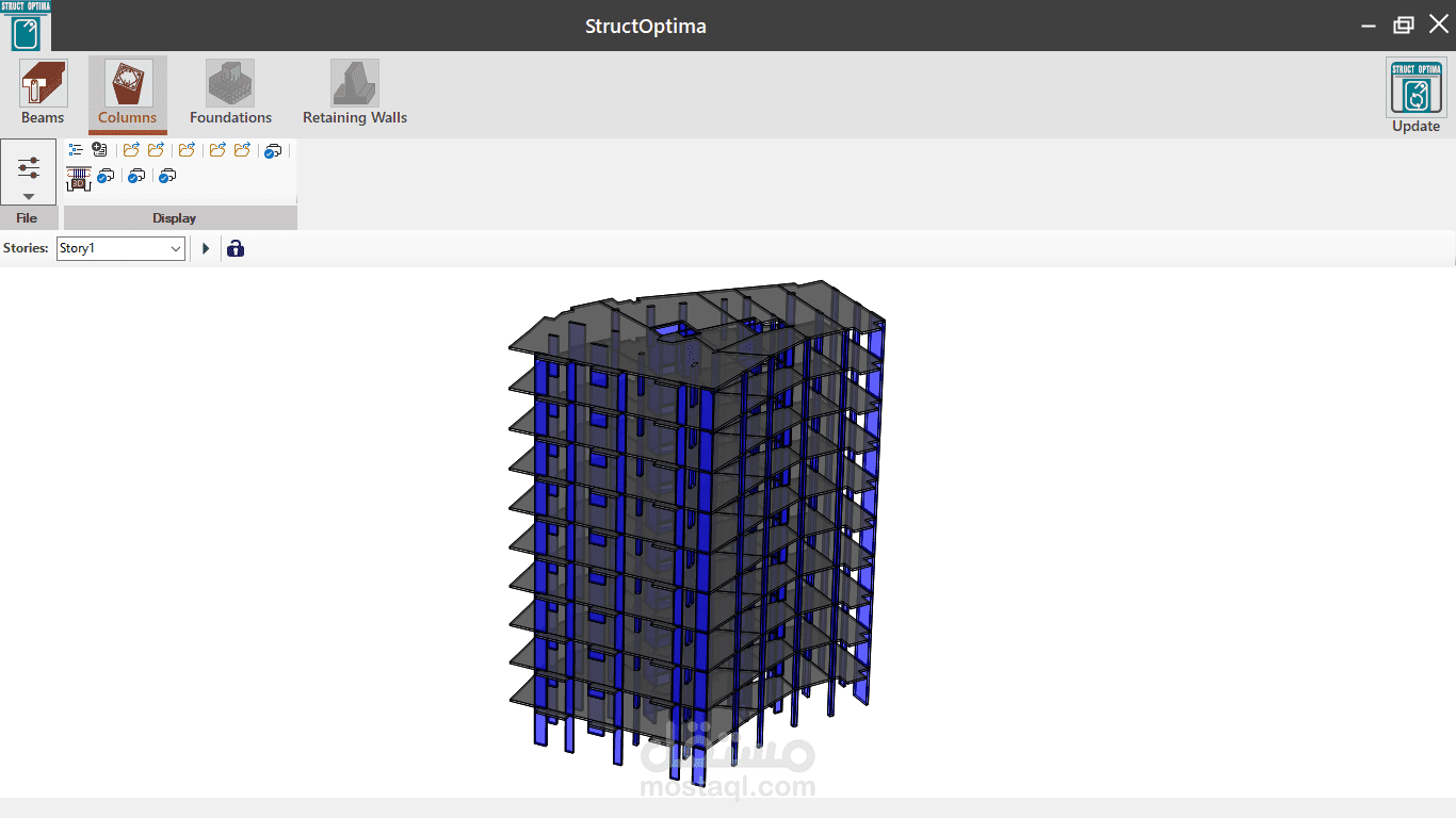 أداة جديدة في برنامج (StructOptima) متخصصة بدراسة أنماط الاهتزاز للمنشأ والتحليل الديناميكي (قيد التطوير).