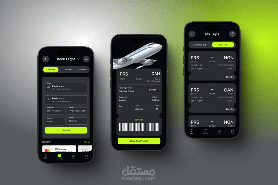 تصميم واجهة مستخدم لتطبيق Flight App