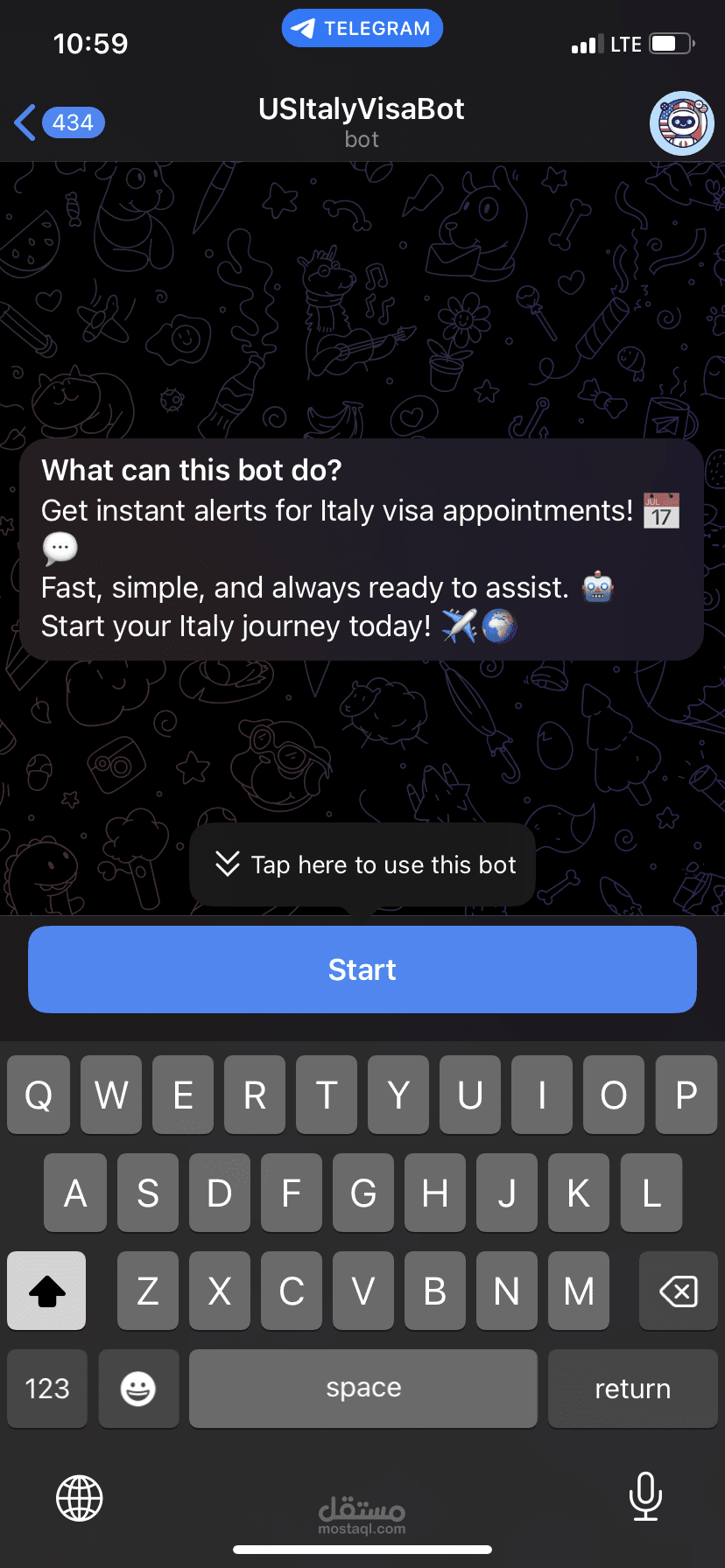 بوت تليجرام لإشعارات مواعيد التأشيرات