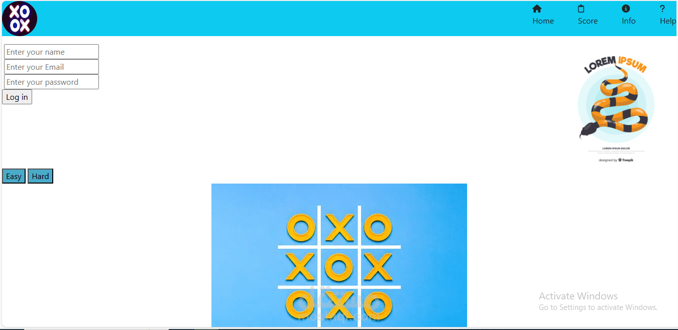 تصميم للعبة x - o