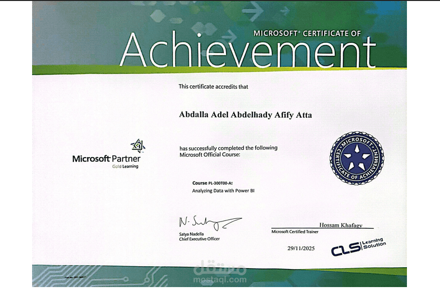 Power BI Certificate from Microsoft