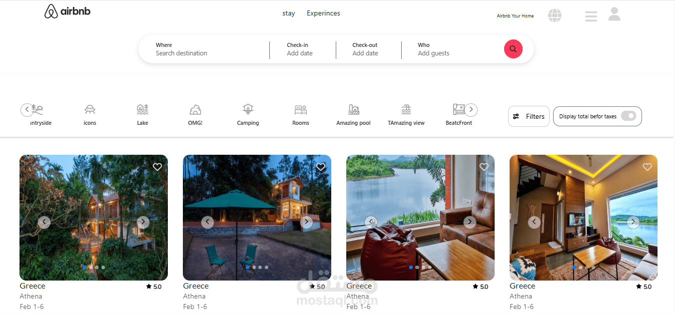 موقع مشابه لموقع Airbnb للحجوزات السياحيه Airbnb-clone