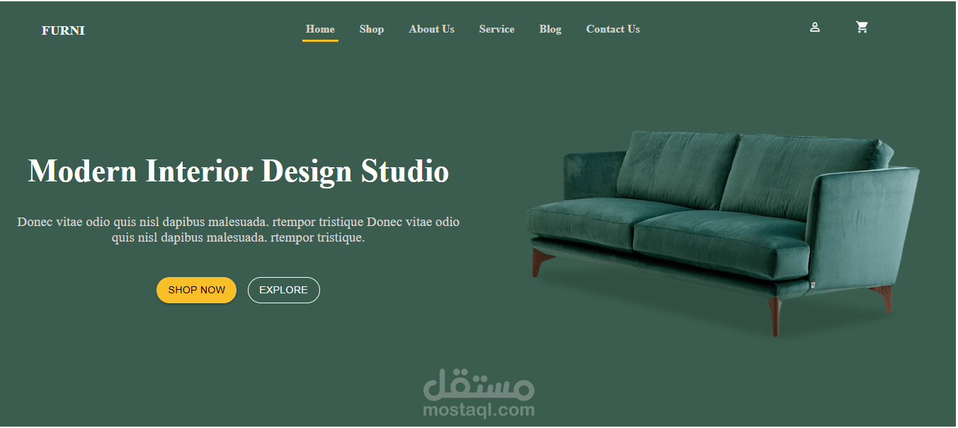 موقع عصري لعرض الاثاث مصمم باستخدام React .js  و  MUI