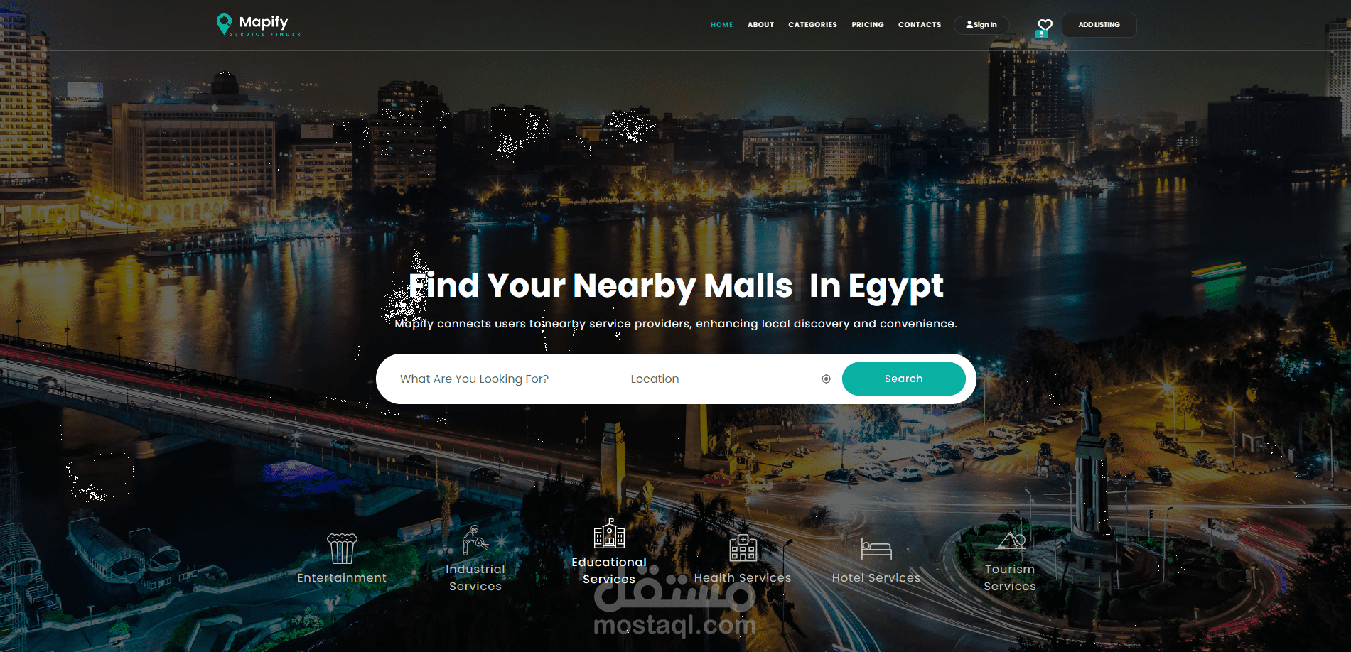 تصميم موقع لعرض الخدمات القريبة من موقع المستخدم