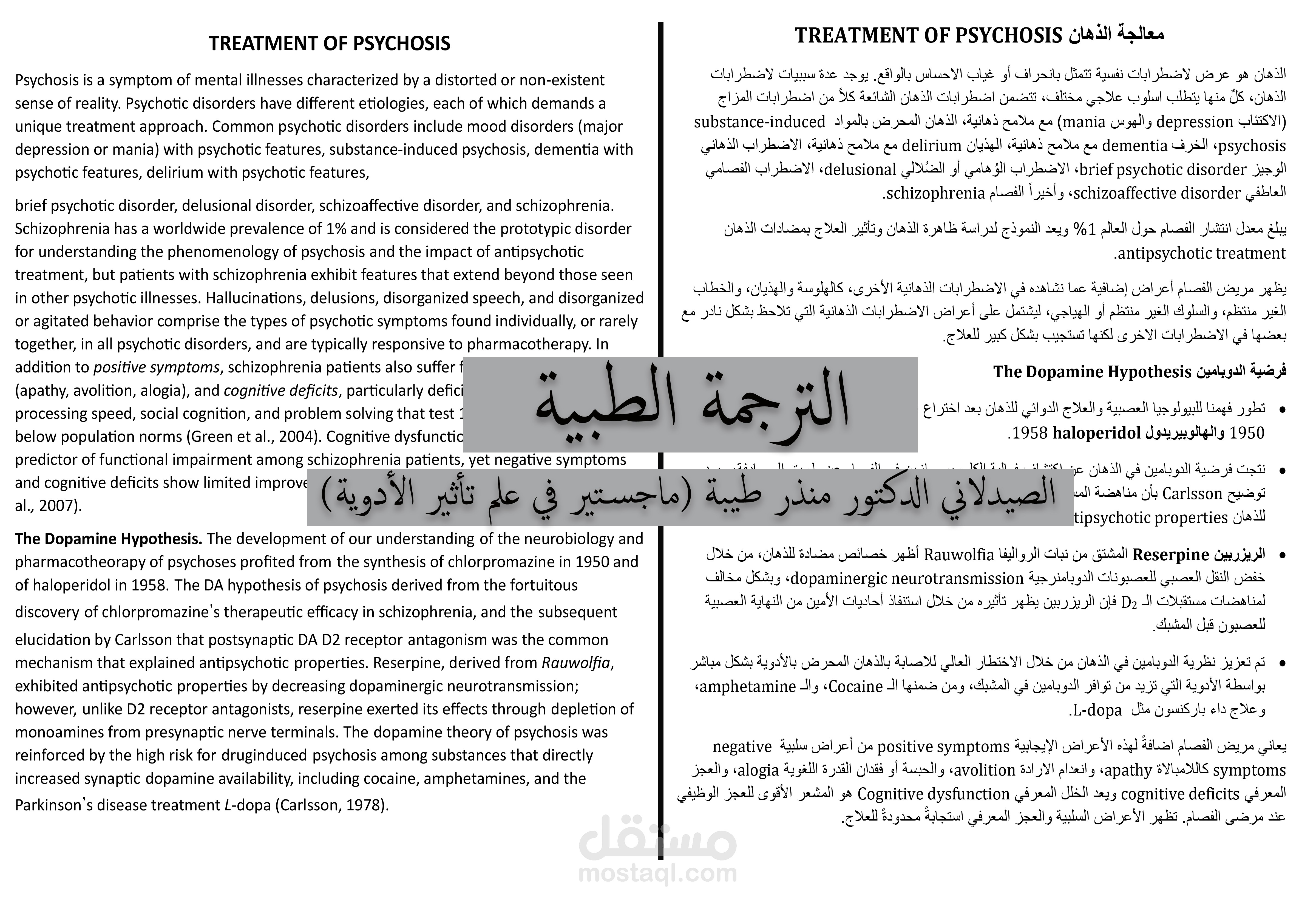 ترجمة فصل كامل من أحد أهم المراجع الدوائية