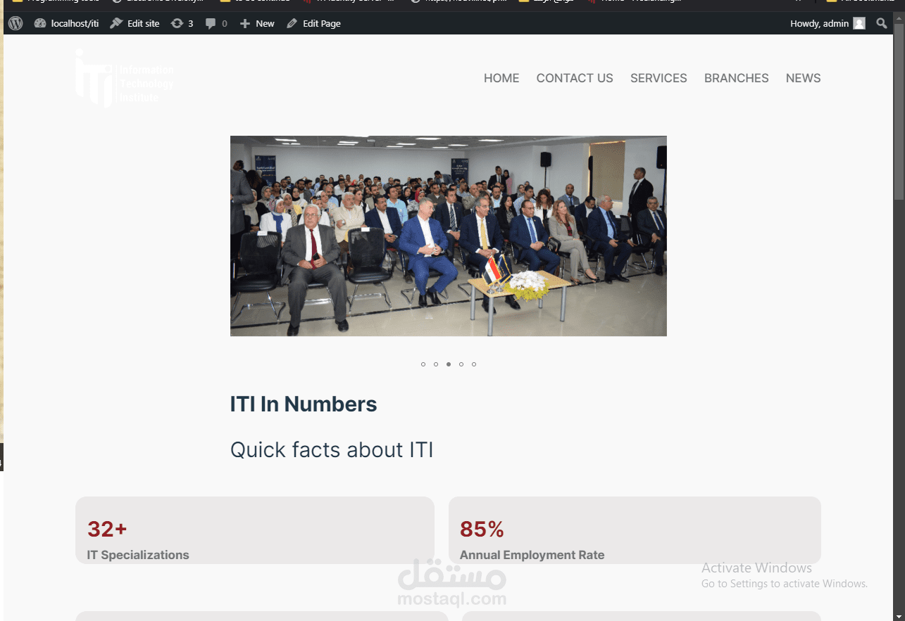 موقع معهد تكنولوجيا المعلومات (ITI) منصة تعريفية لمؤسسة تقنية