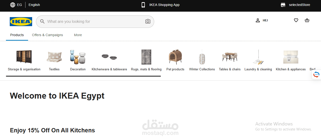 متجر إلكتروني شبيه بـ IKEA باستخدام React,Vite ,Angular, nodejs