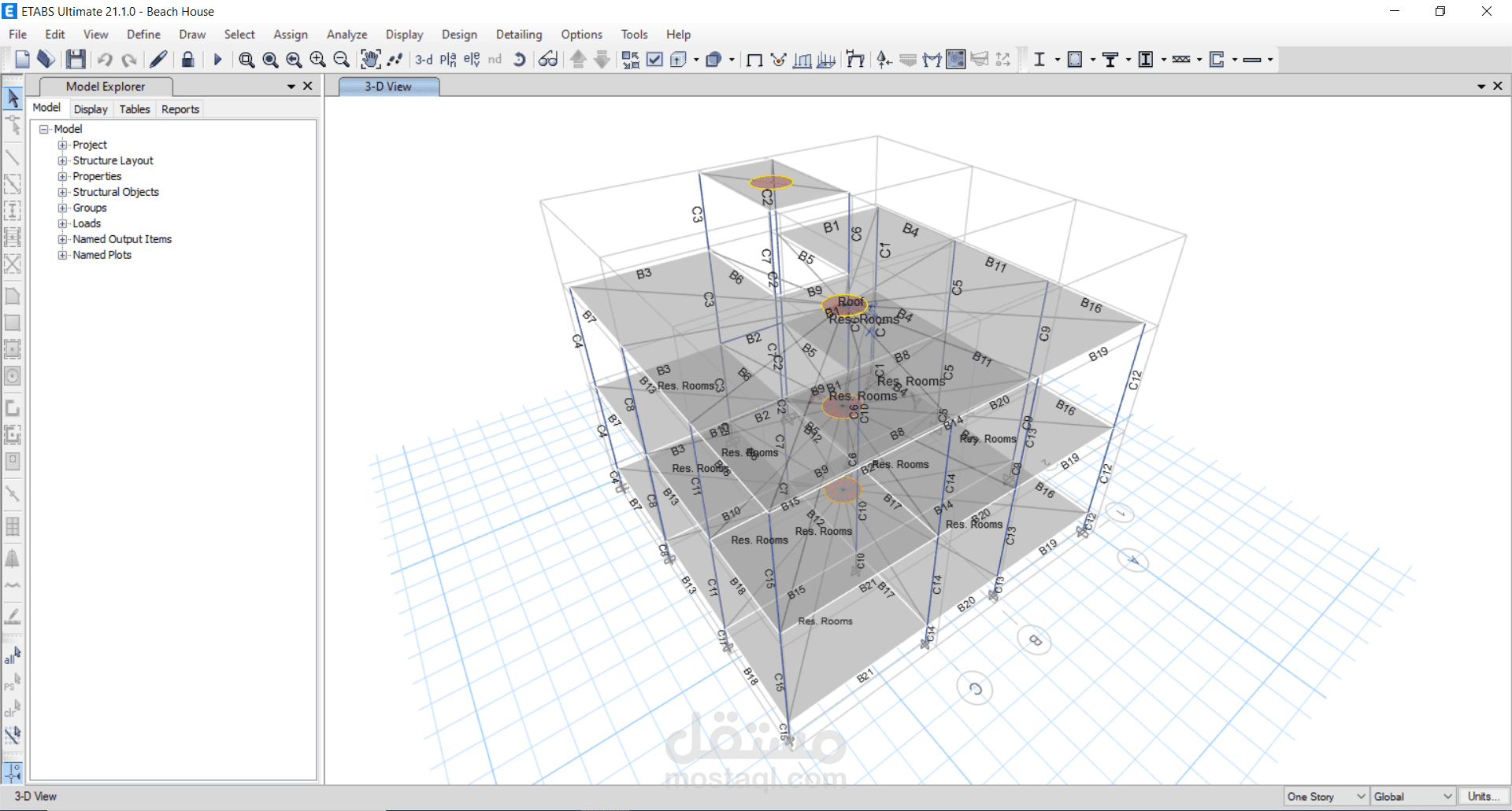 Modeling and Design of a Beach House in Ajman UAE on ETABS