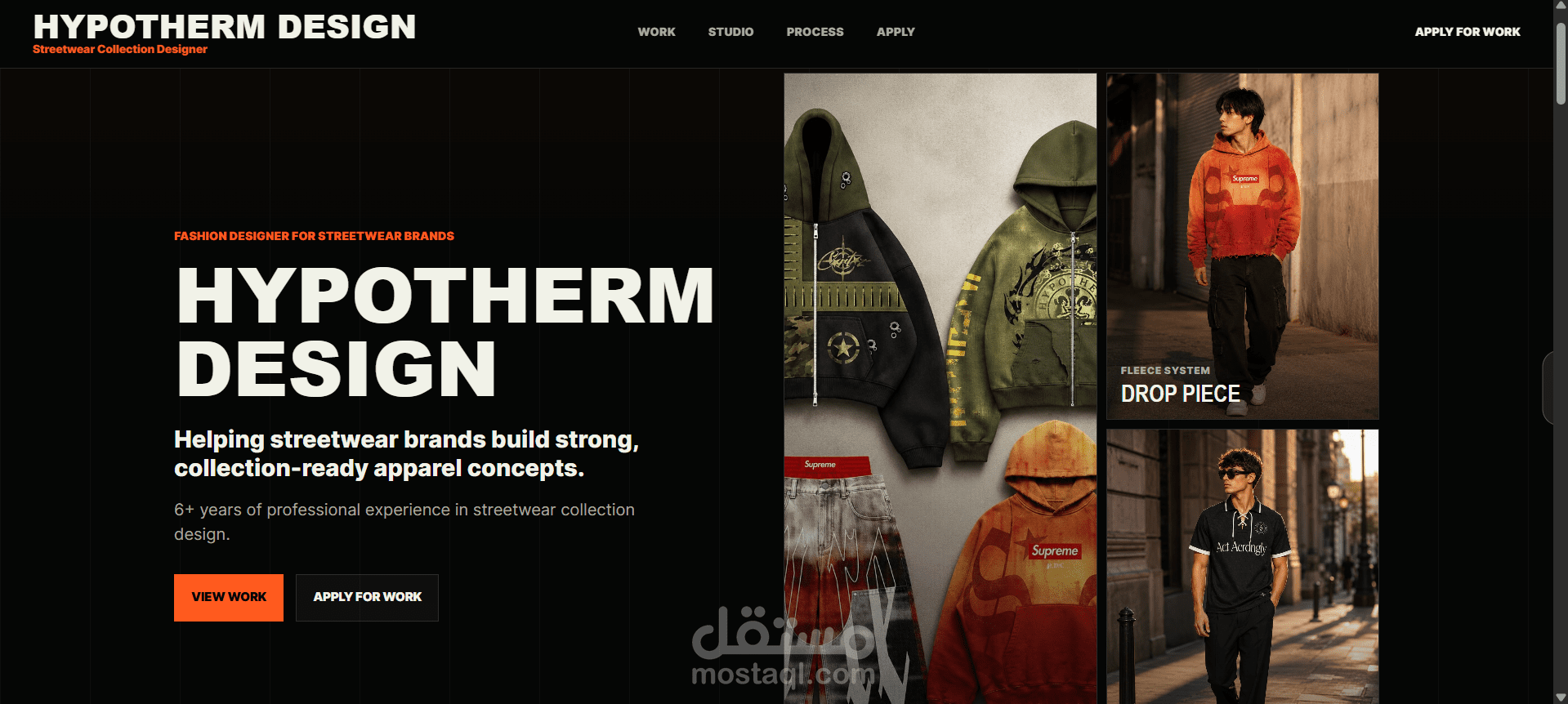 تصميم وتطوير موقع Portfolio لمصمم أزياء وStreetwear